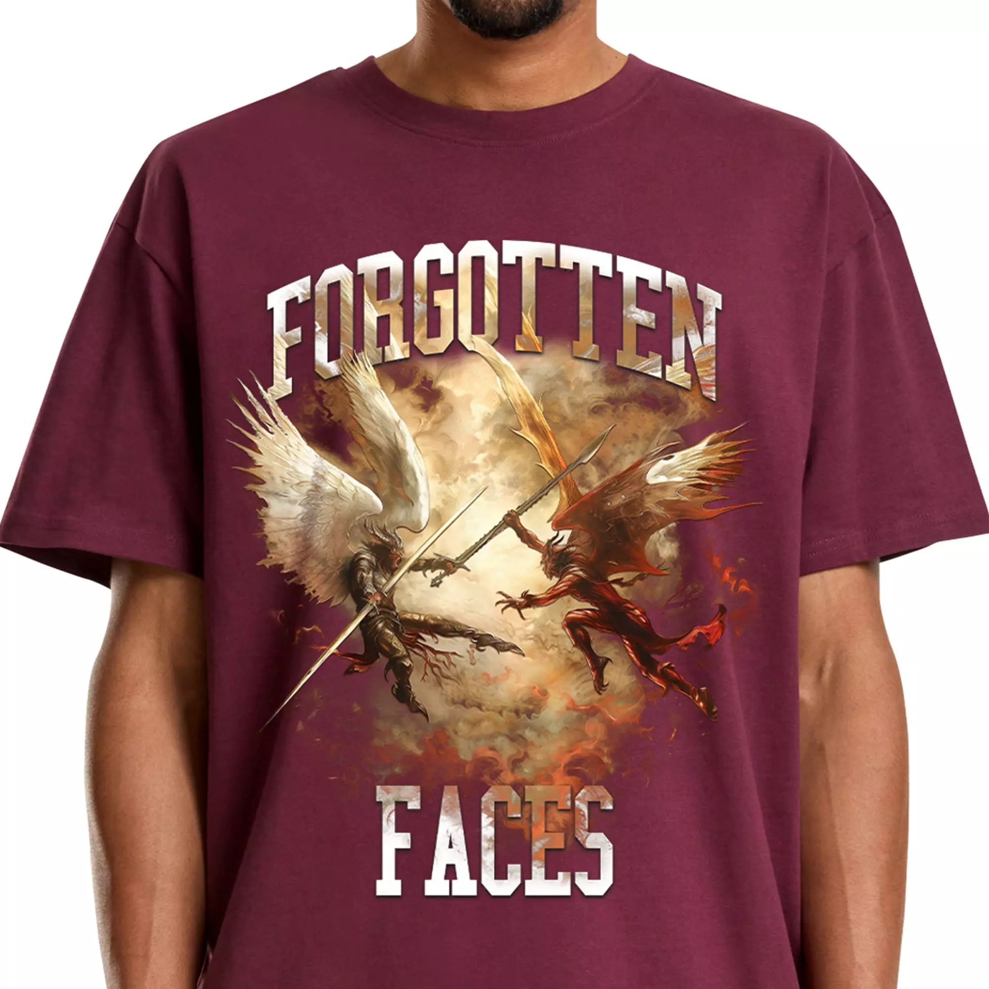 Forgotten Faces Men's Heaven Vs Hell Tee - CHERRY