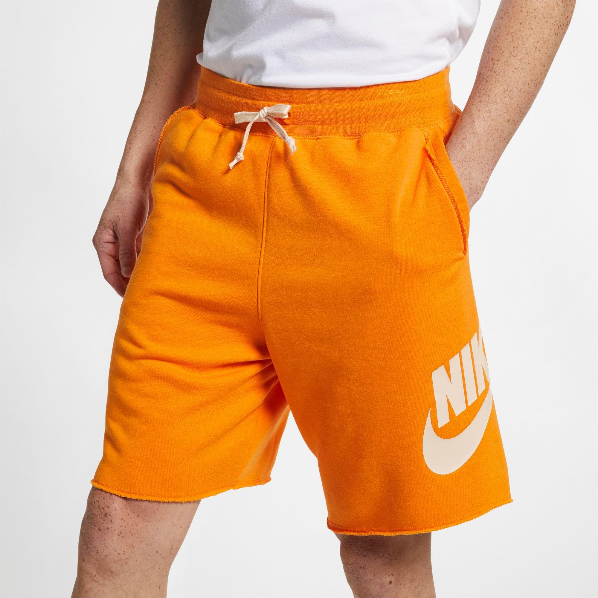 nike orange fleece shorts