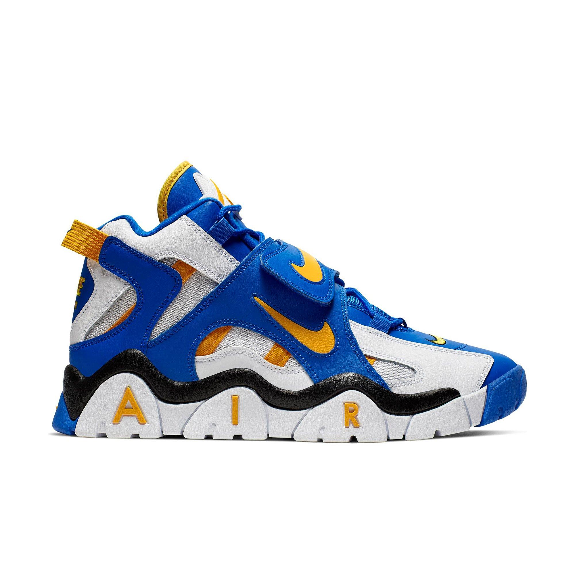 nike air barrage mid blue and yellow
