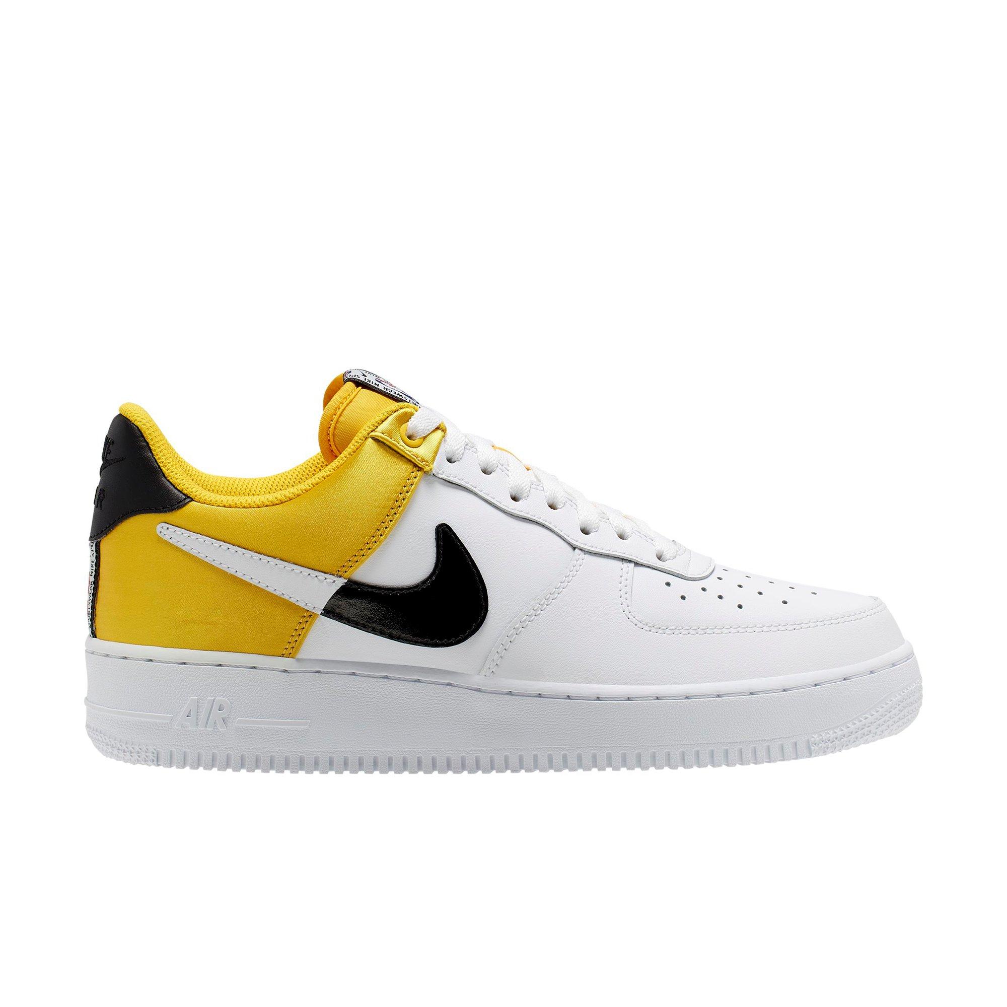 black yellow and white air force ones