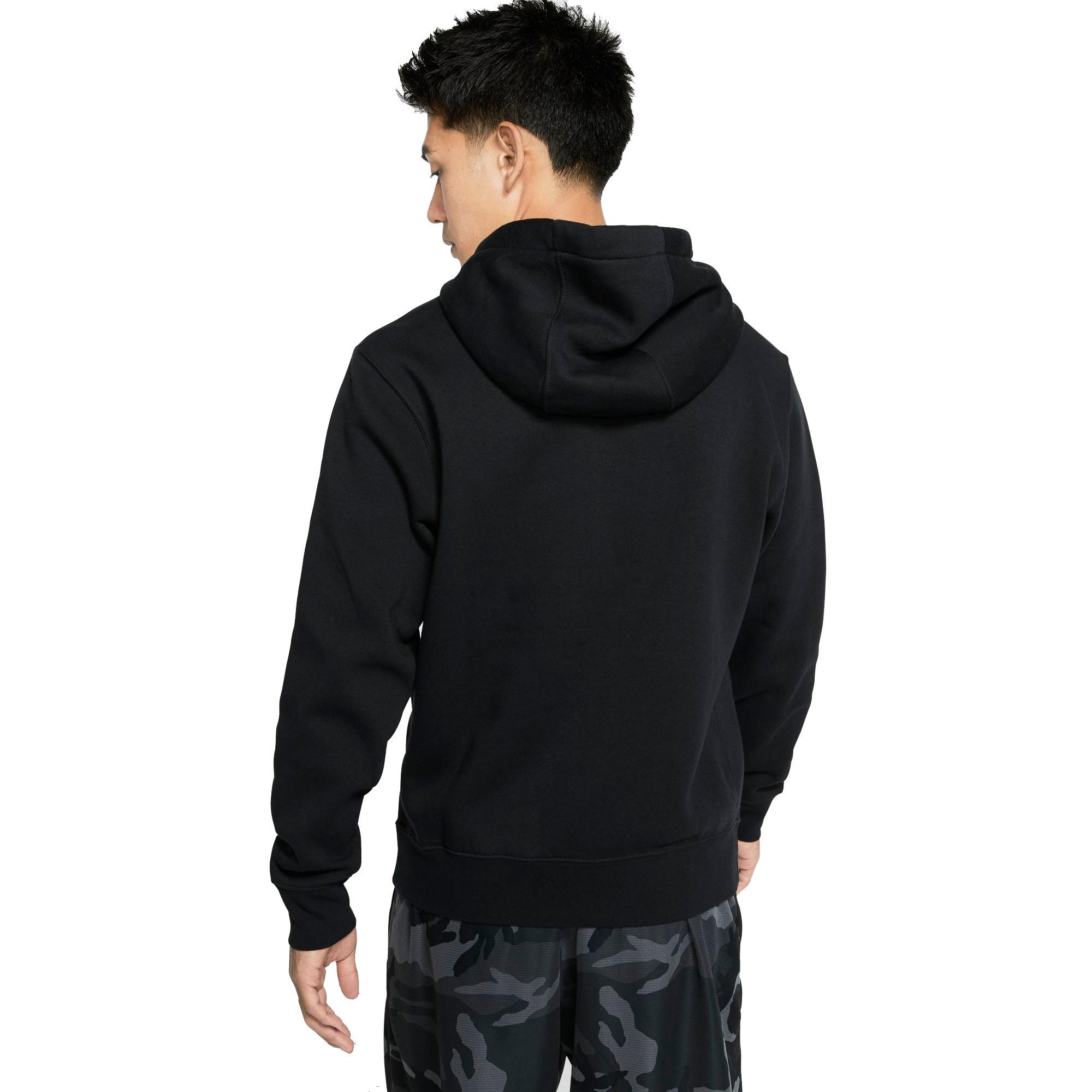 Nike Men's Sportswear Club Fleece Graphic Pullover Hoodie - Black - BLACK Thumbnail View 2