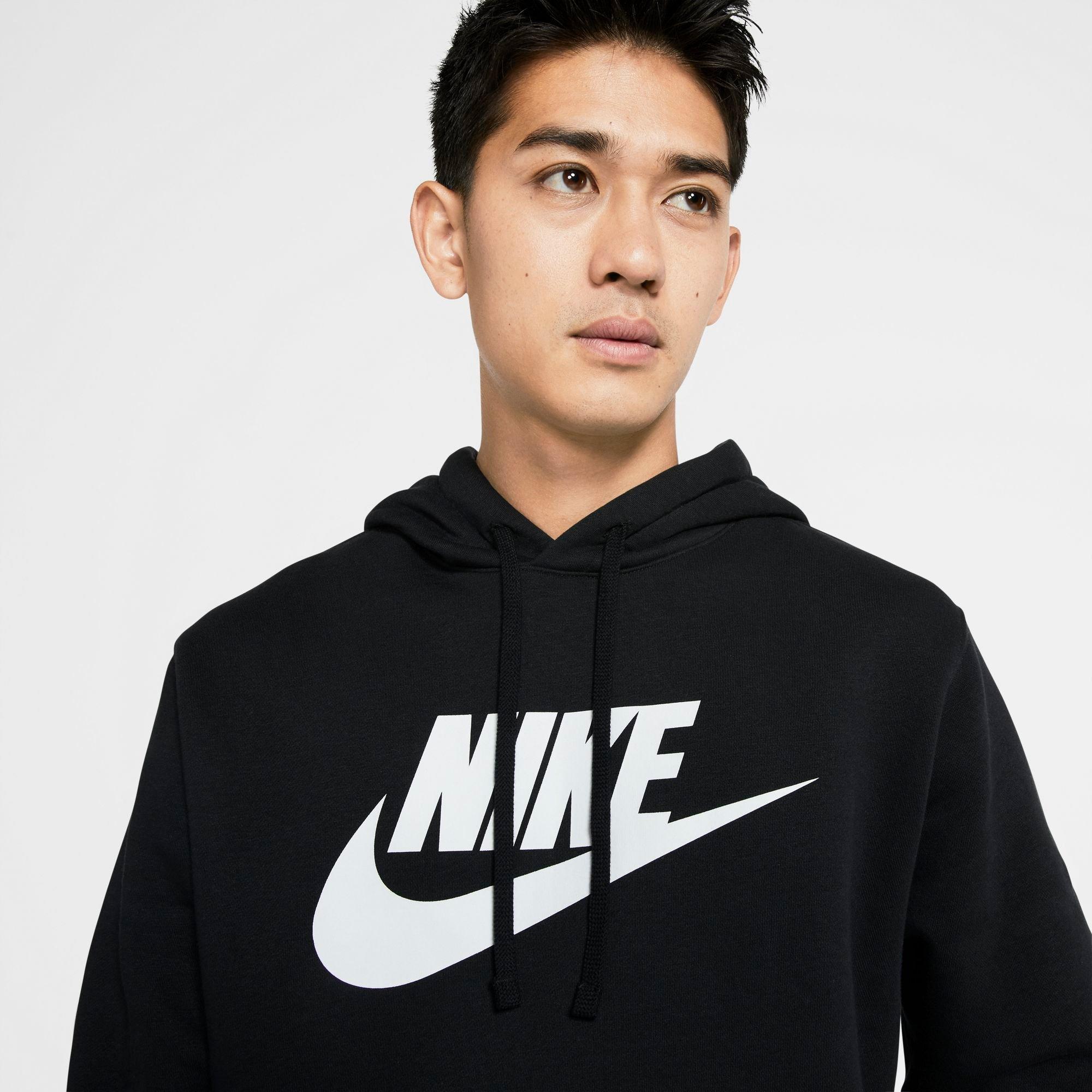 Nike Men's Sportswear Club Fleece Graphic Pullover Hoodie - Black - BLACK Thumbnail View 3