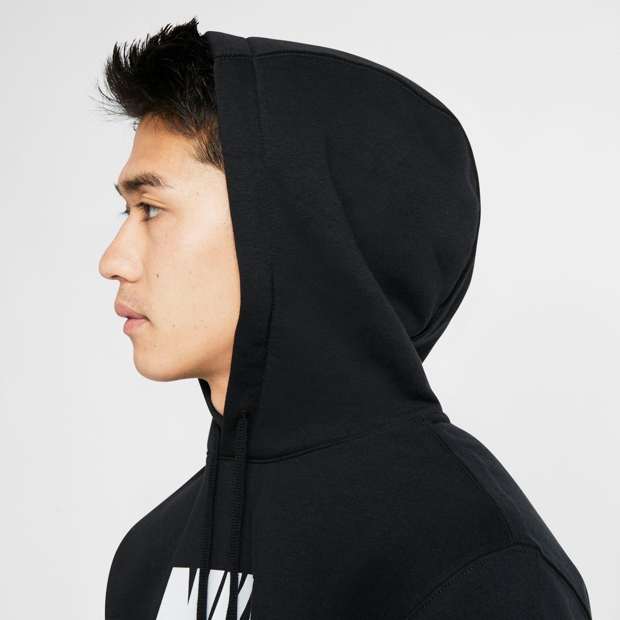 Nike Men's Sportswear Club Fleece Graphic Pullover Hoodie - Black - BLACK Thumbnail View 4