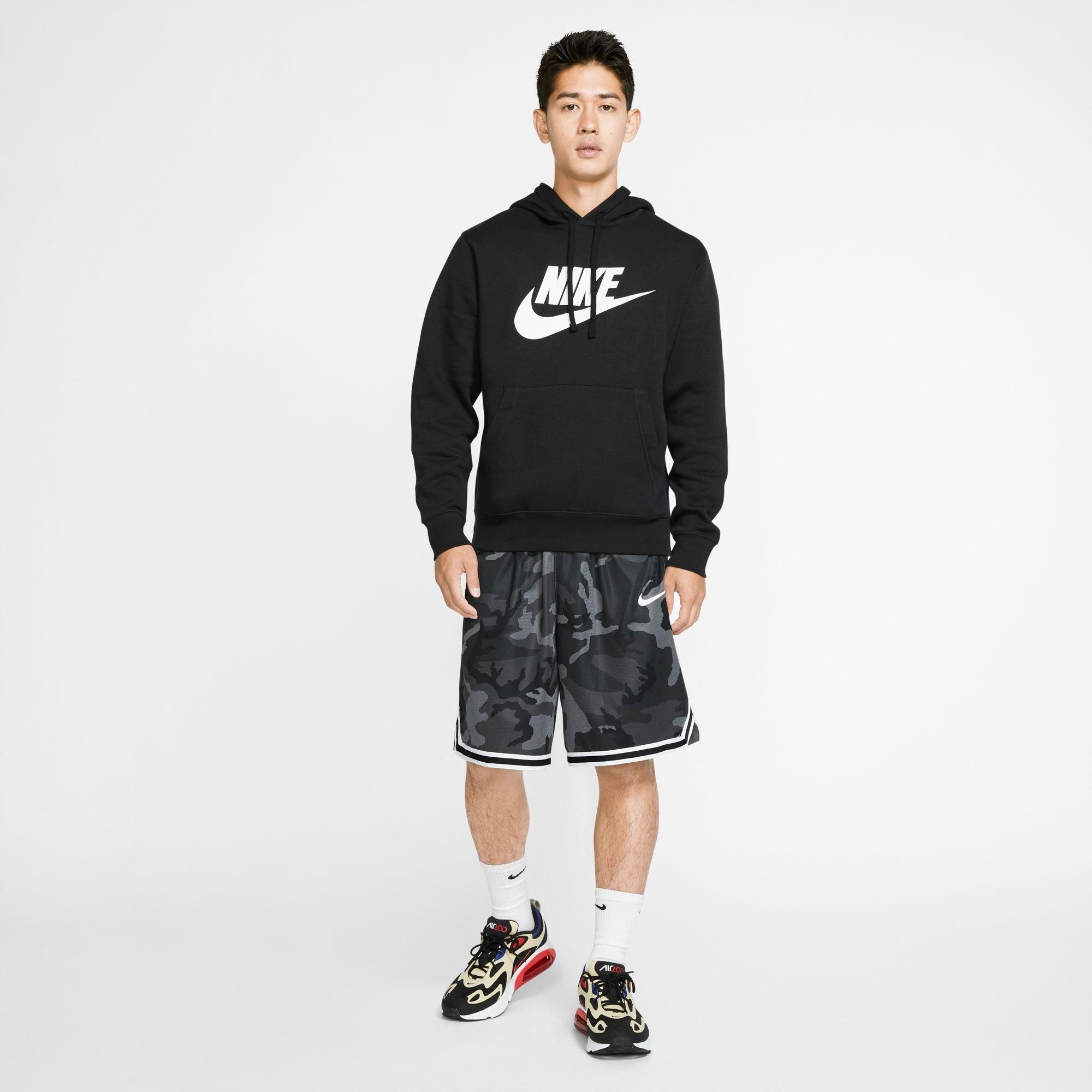 Nike Men's Sportswear Club Fleece Graphic Pullover Hoodie - Black - BLACK Thumbnail View 6