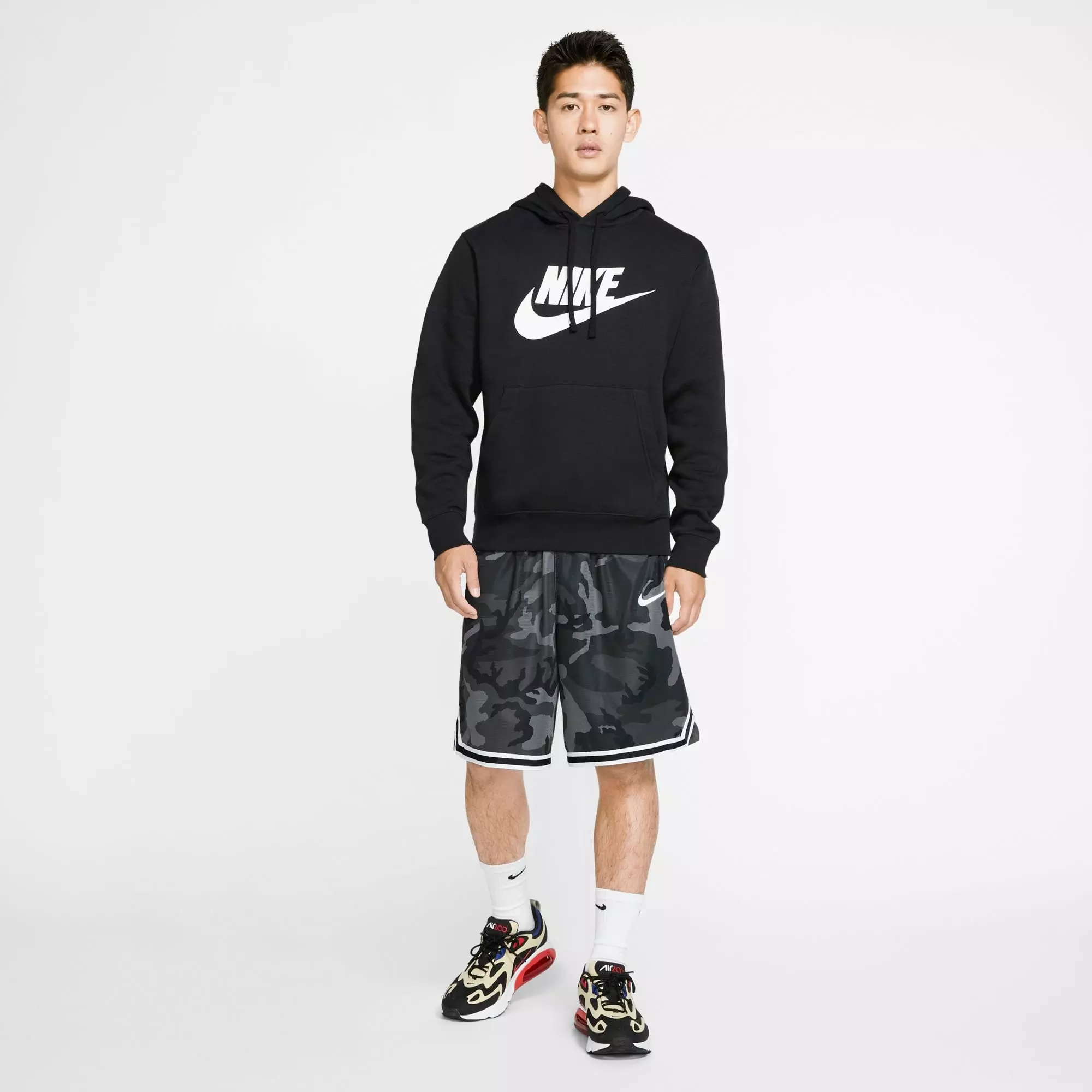 Nike Men's Sportswear Club Fleece Graphic Pullover Hoodie - Black - BLACK