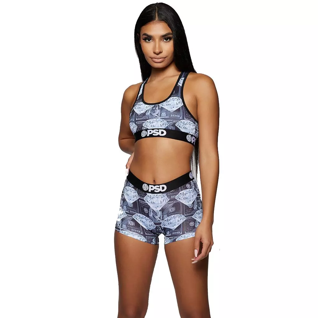 PSD Women's Money Diamonds Boy Shorts - BLACK