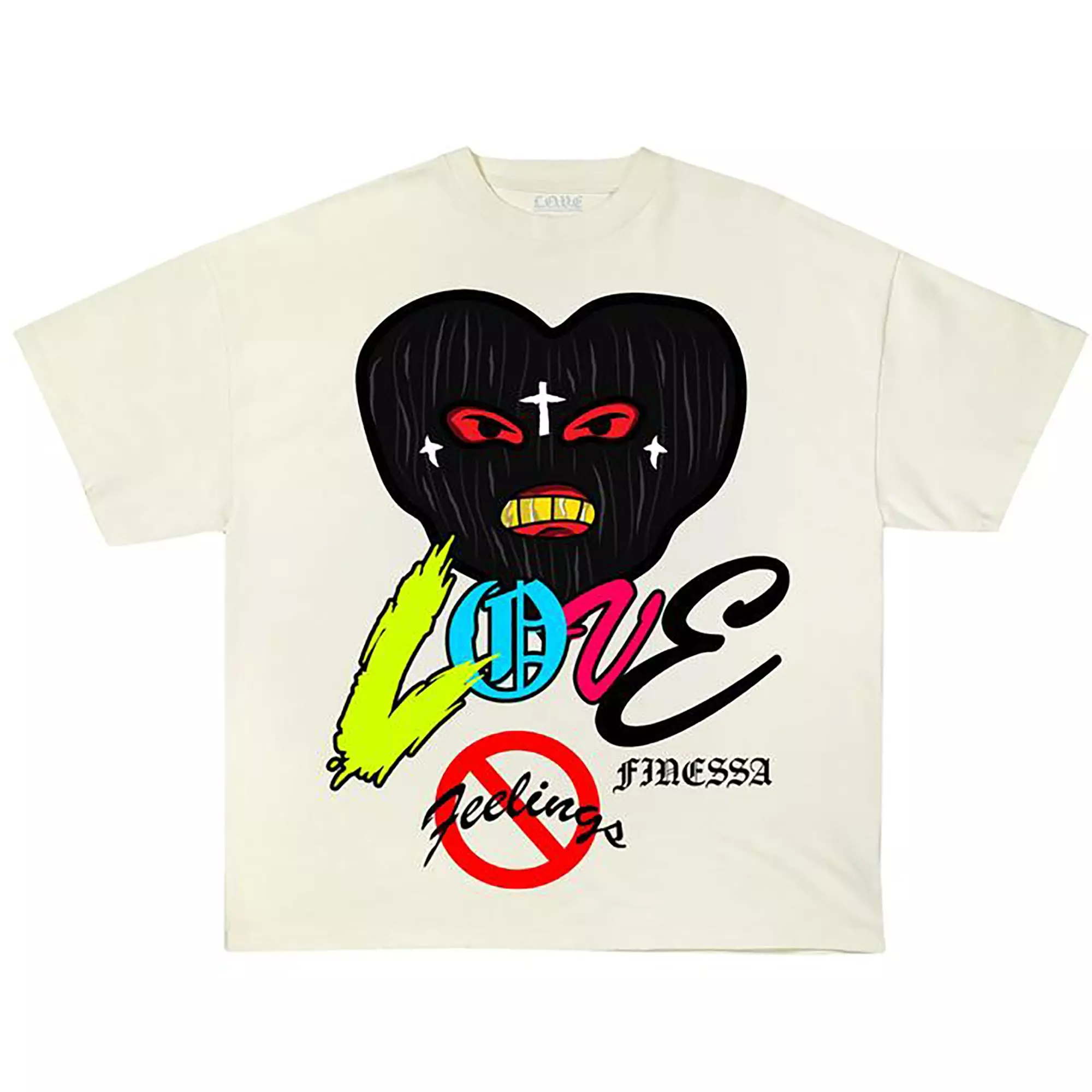 L.O.V.E. Apparel Men's KB Ski Mask Heart "White" Tee - WHITE