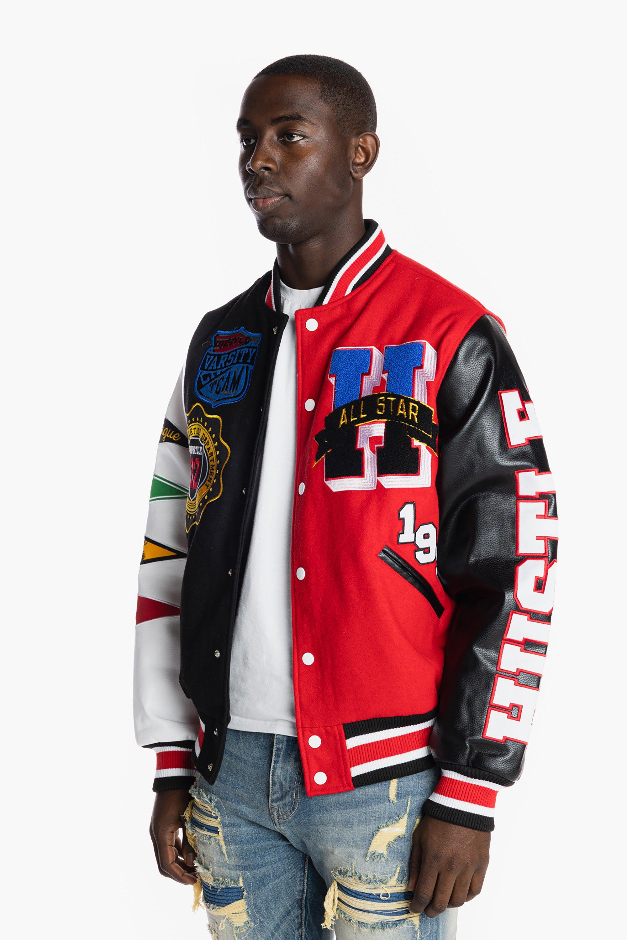 Multi-Patches Mixed Leather Varsity Blouson - Ready-to-Wear