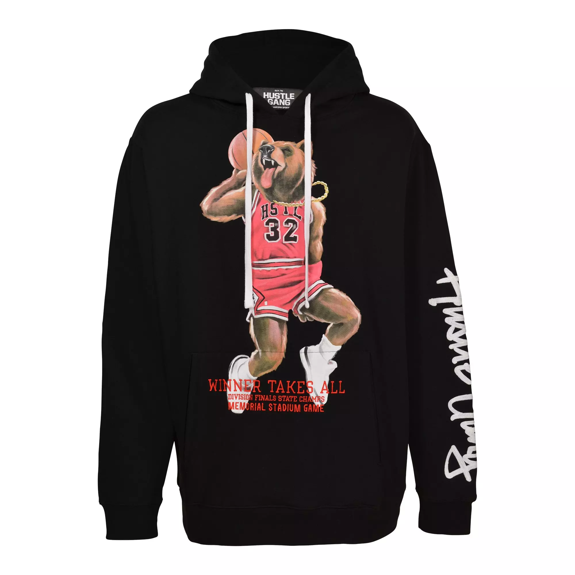 Hustle Gang Men's Bear Jordyn Hoodie - Black - BLACK