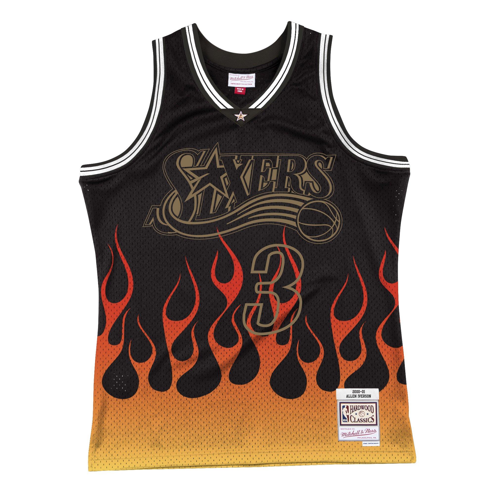 Mitchell & Ness Youth Philadelphia 76ers Allen Iverson Swingman Jersey, Black, Size: Large, Polyester