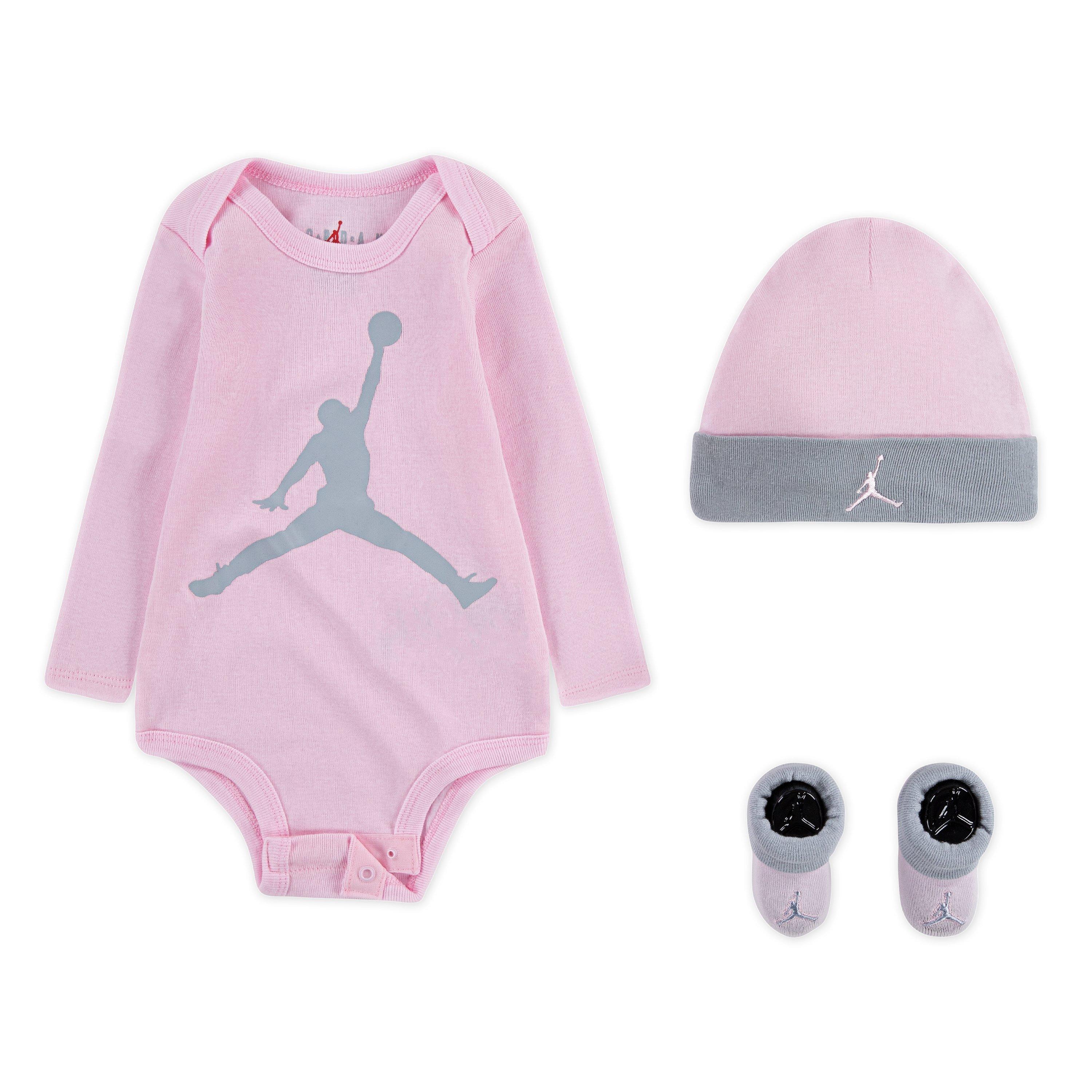 Jordan Infant Onesie Set-Pink/Grey 