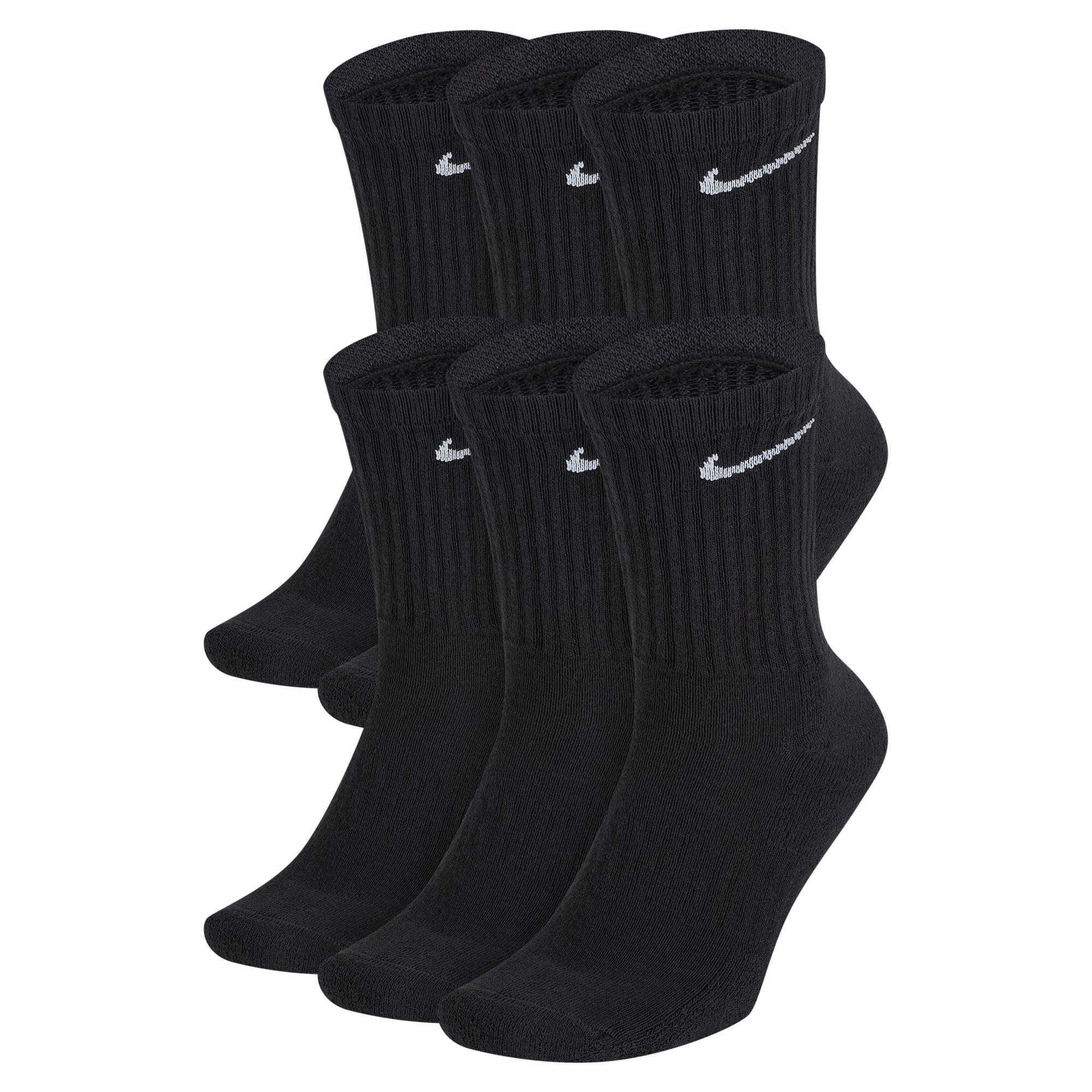 Nike Everyday Cushioned Training Crew Socks (6 Pairs)-Black - Hibbett