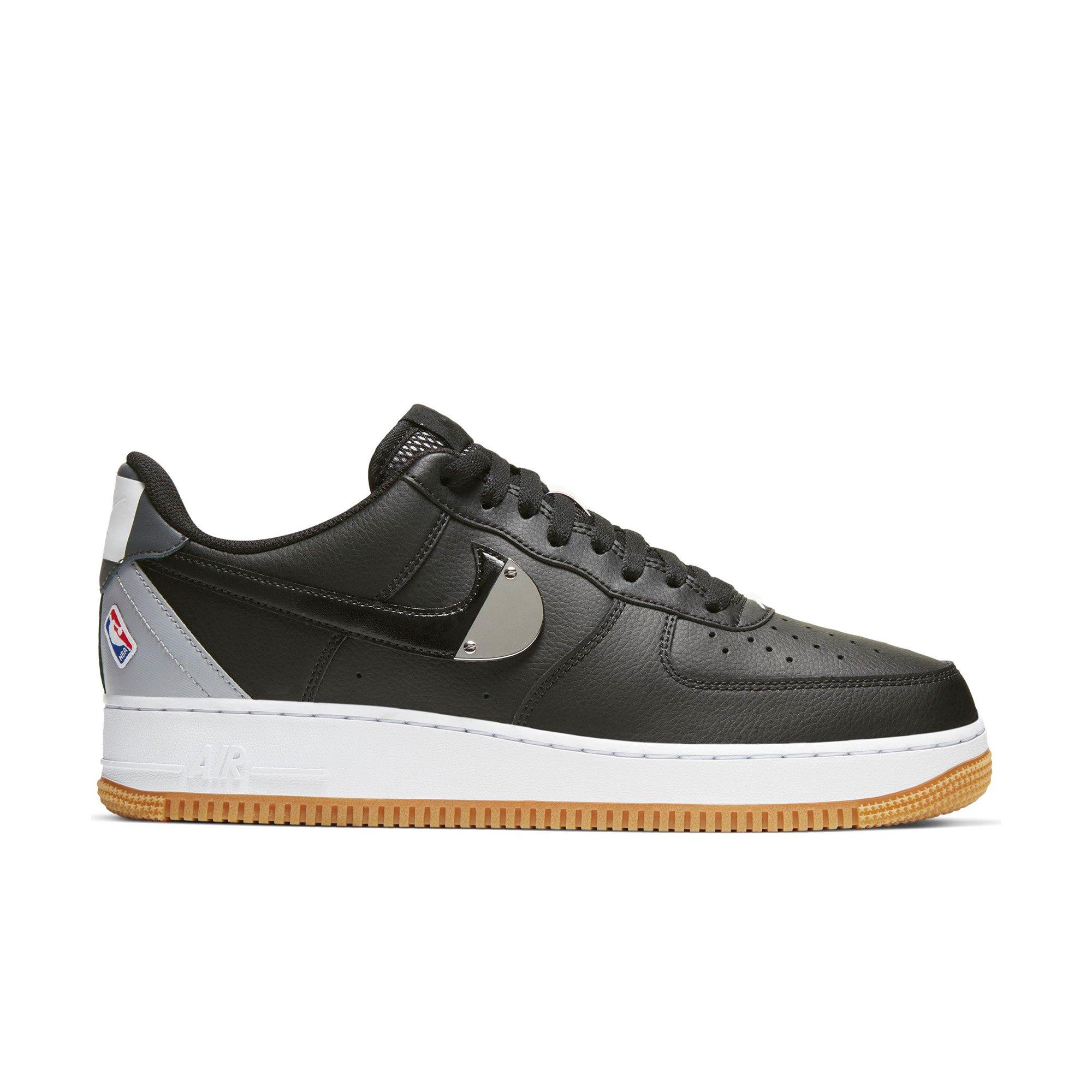 Pre-owned Nike Air Force 1 Low 07 Nba Black Silver In Black/silver-gum