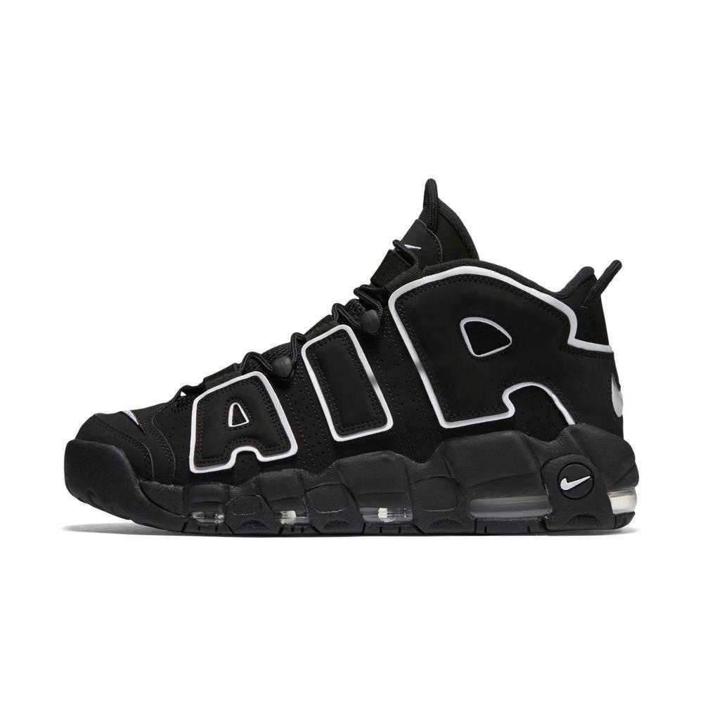 nike uptempo black and white mens