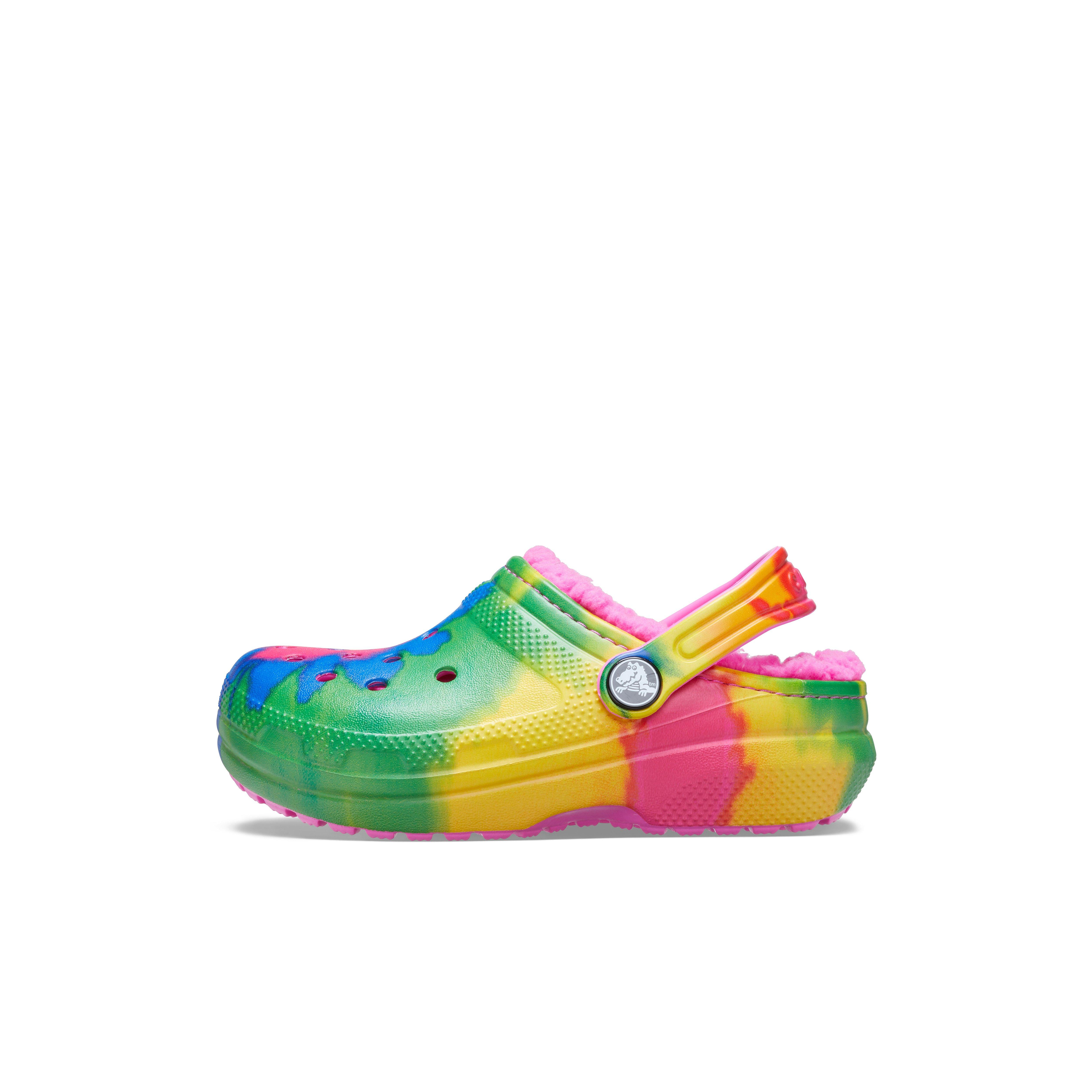 Tie dye fuzzy outlet crocs