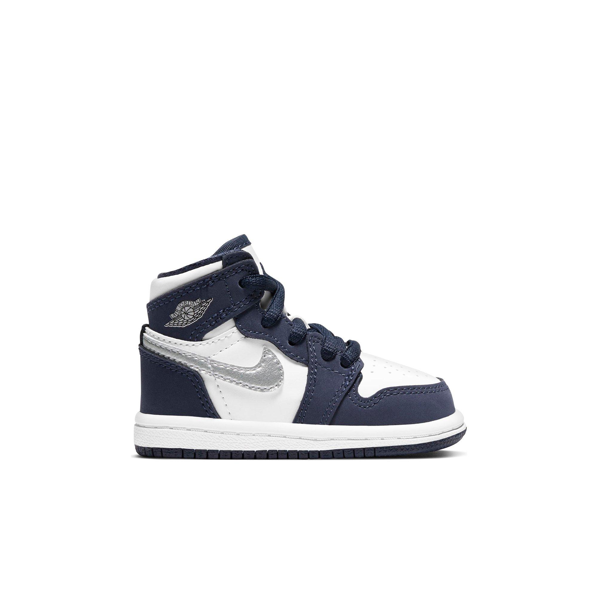 Jordan High OG CO.JP "Metallic Silver/Midnight Navy" Toddler Kids' Shoe - Hibbett | City