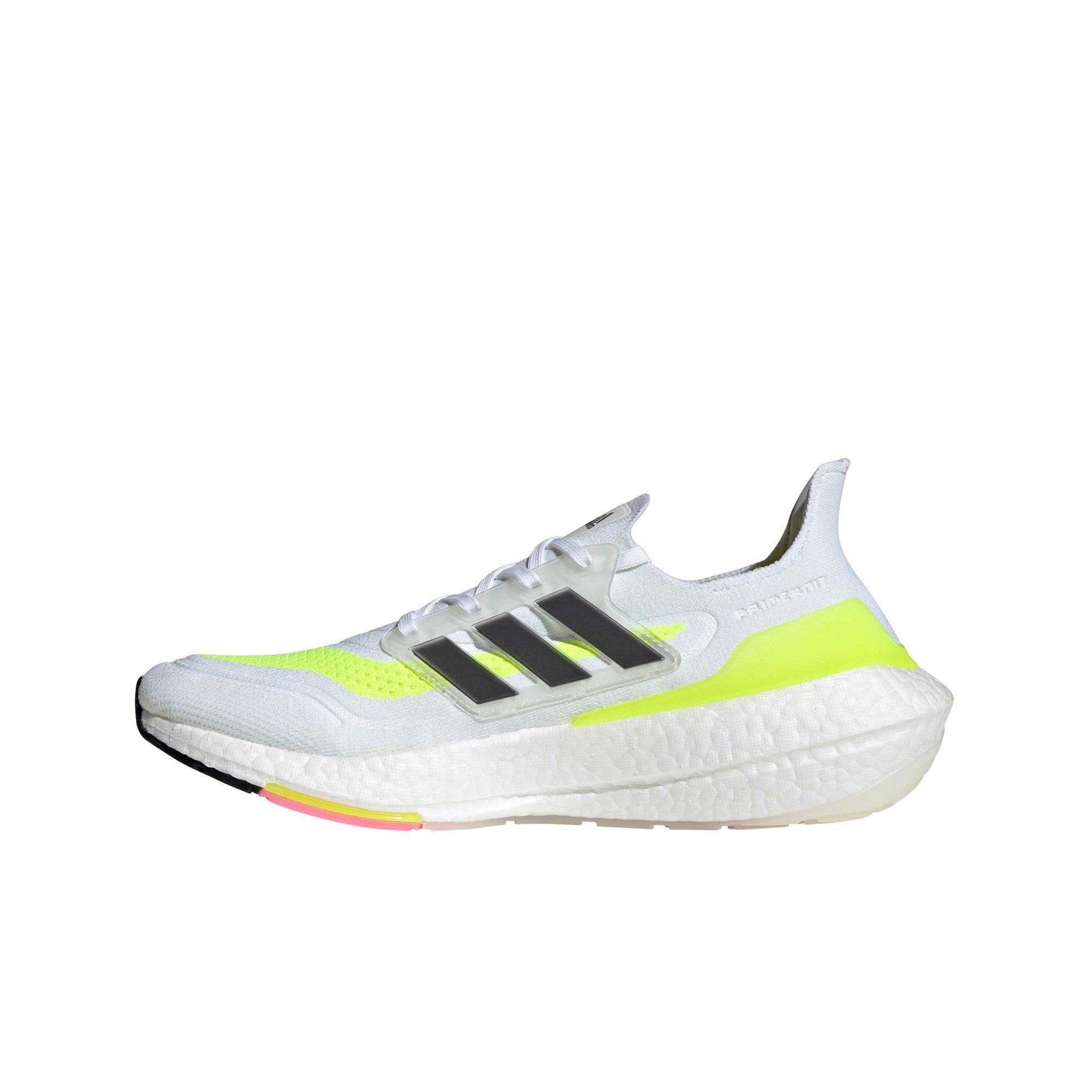 adidas Ultraboost 21 "White/Core Black/Solar Yellow" Men's Running Shoe - WHITE/YELLOW Thumbnail View 2