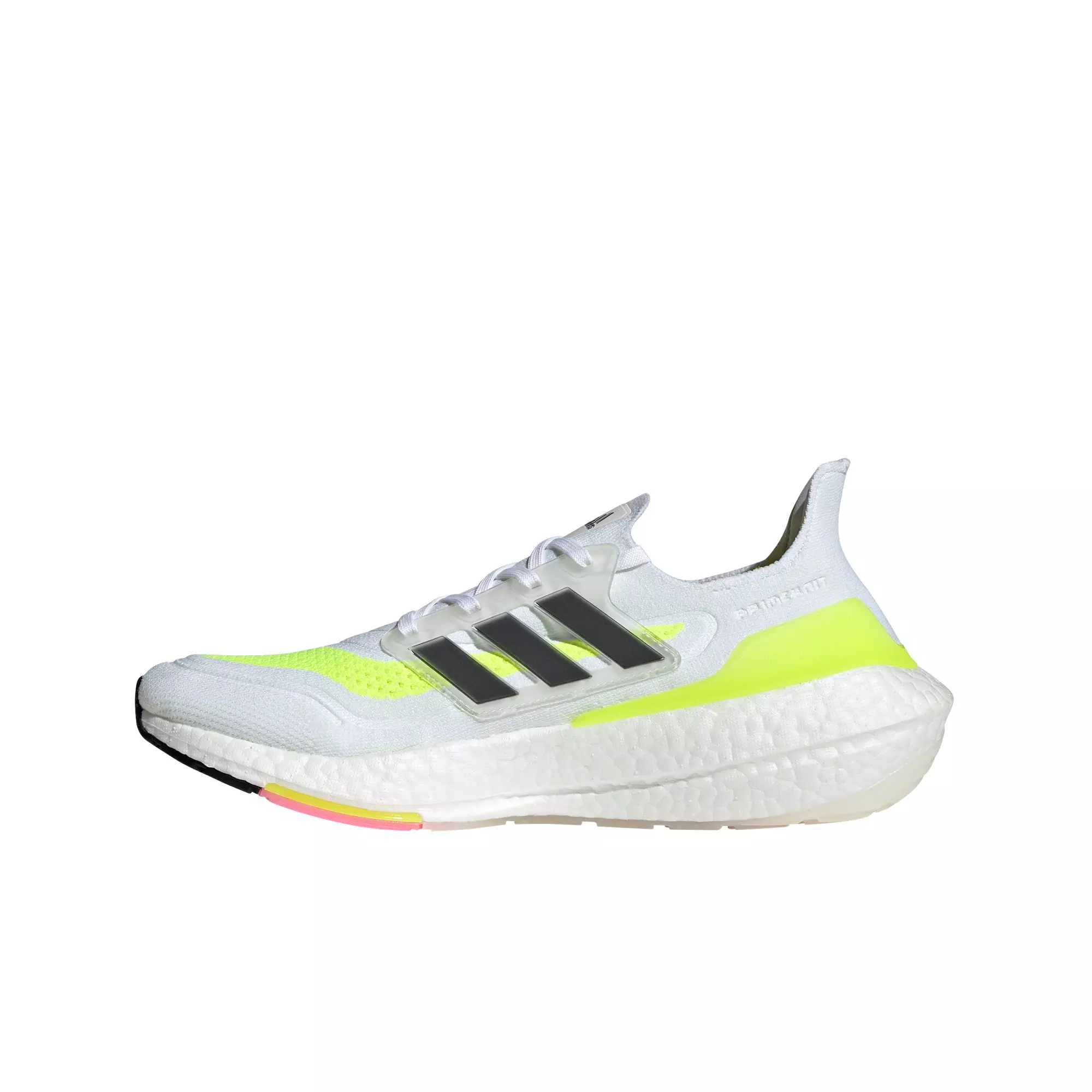 adidas Ultraboost 21 "White/Core Black/Solar Yellow" Men's Running Shoe - WHITE/YELLOW