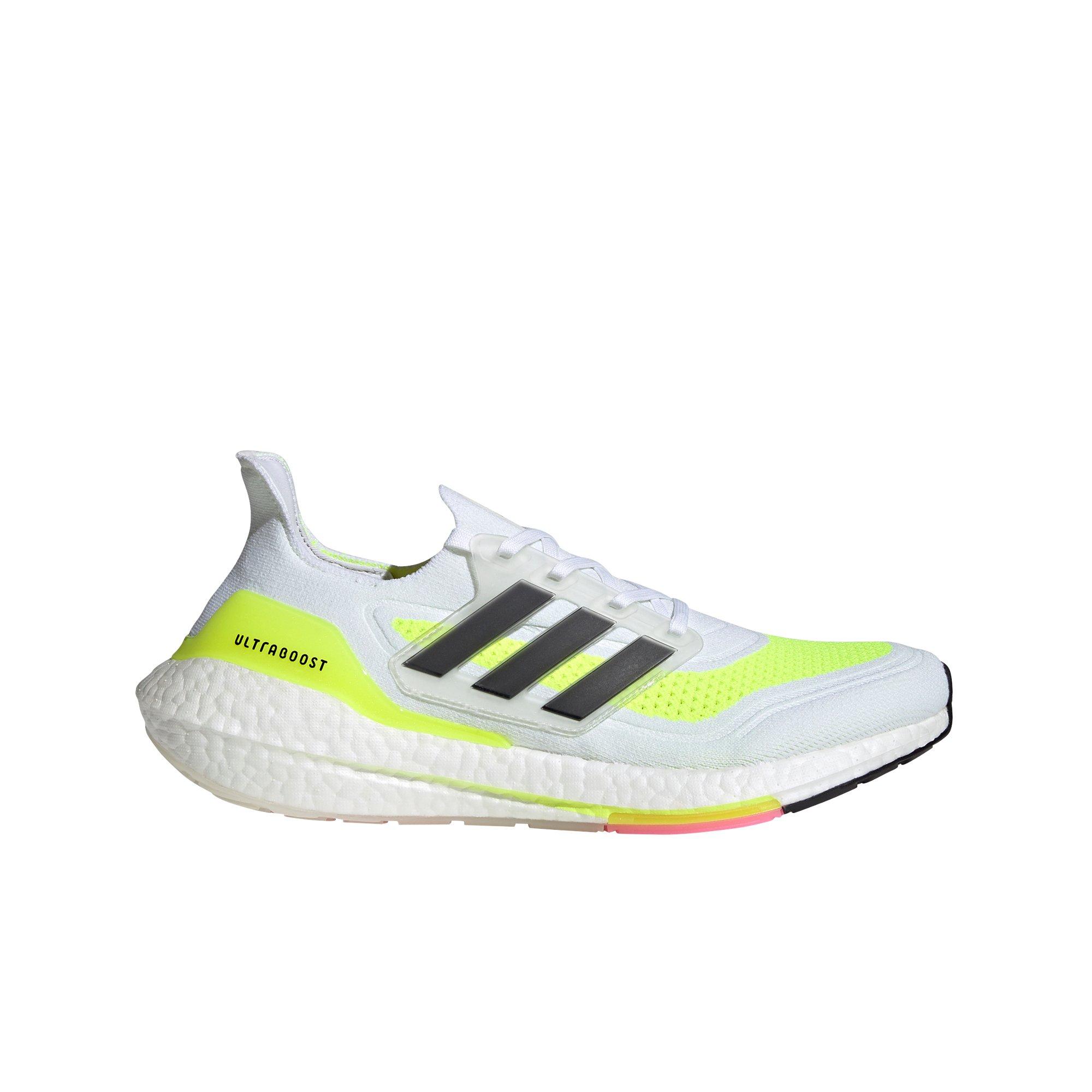 adidas Ultraboost 21 "White/Core Black/Solar Yellow" Men's Running Shoe - WHITE/YELLOW Thumbnail View 1