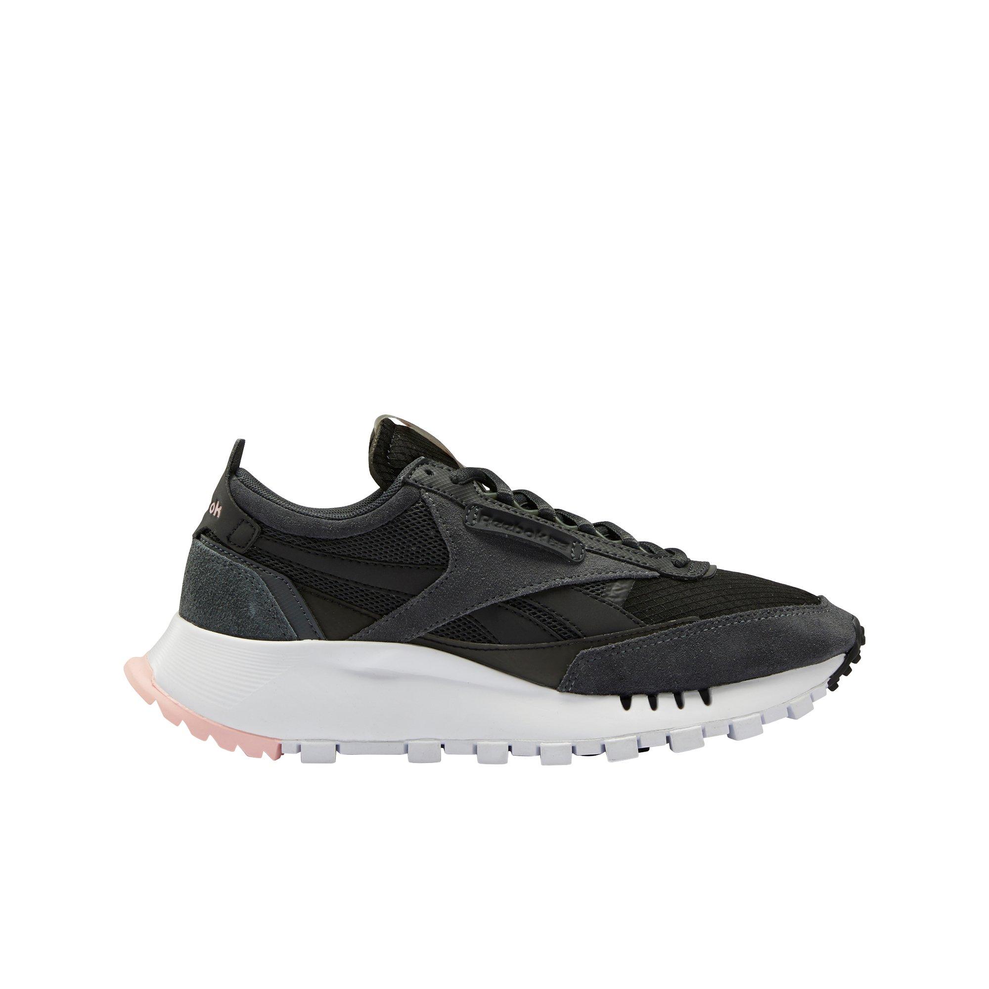 black leather running shoes