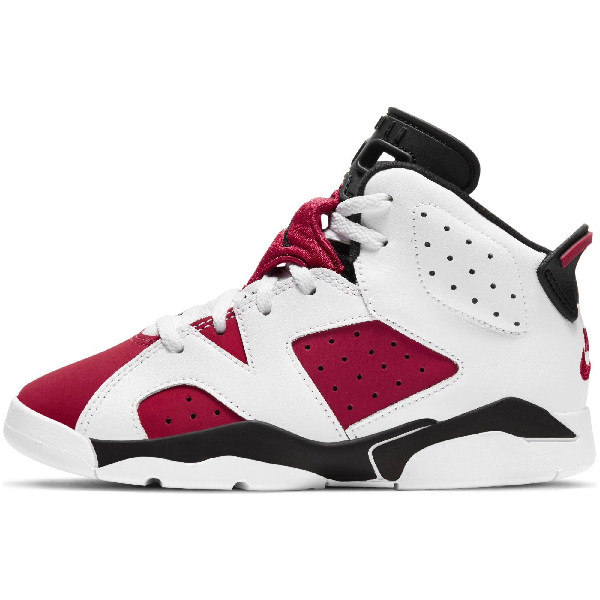 Jordan 6 Retro "Carmine" Preschool Kids' Shoe - WHITE/RED/BLACK Thumbnail View 6