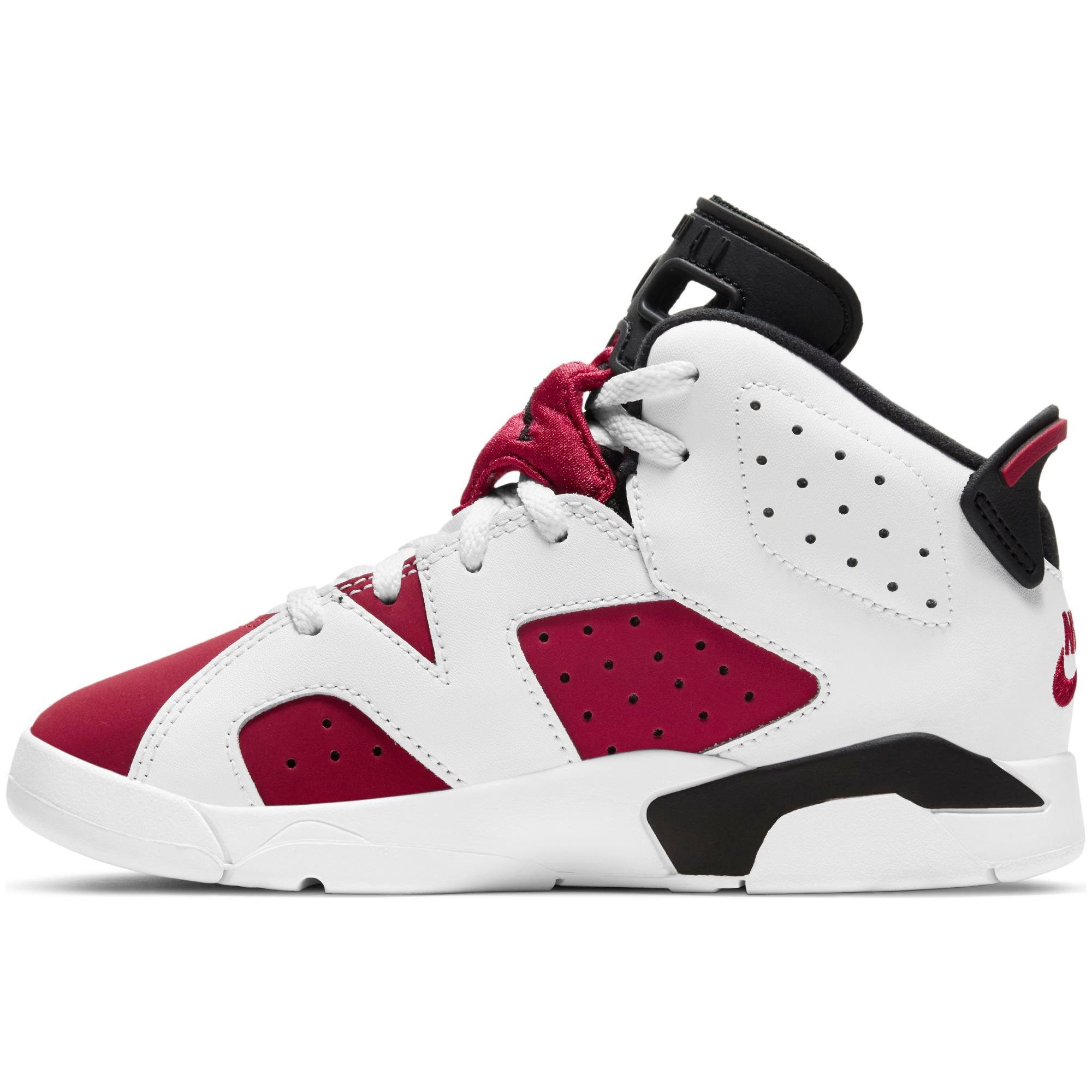 Jordan 6 Retro "Carmine" Preschool Kids' Shoe - WHITE/RED/BLACK Thumbnail View 7