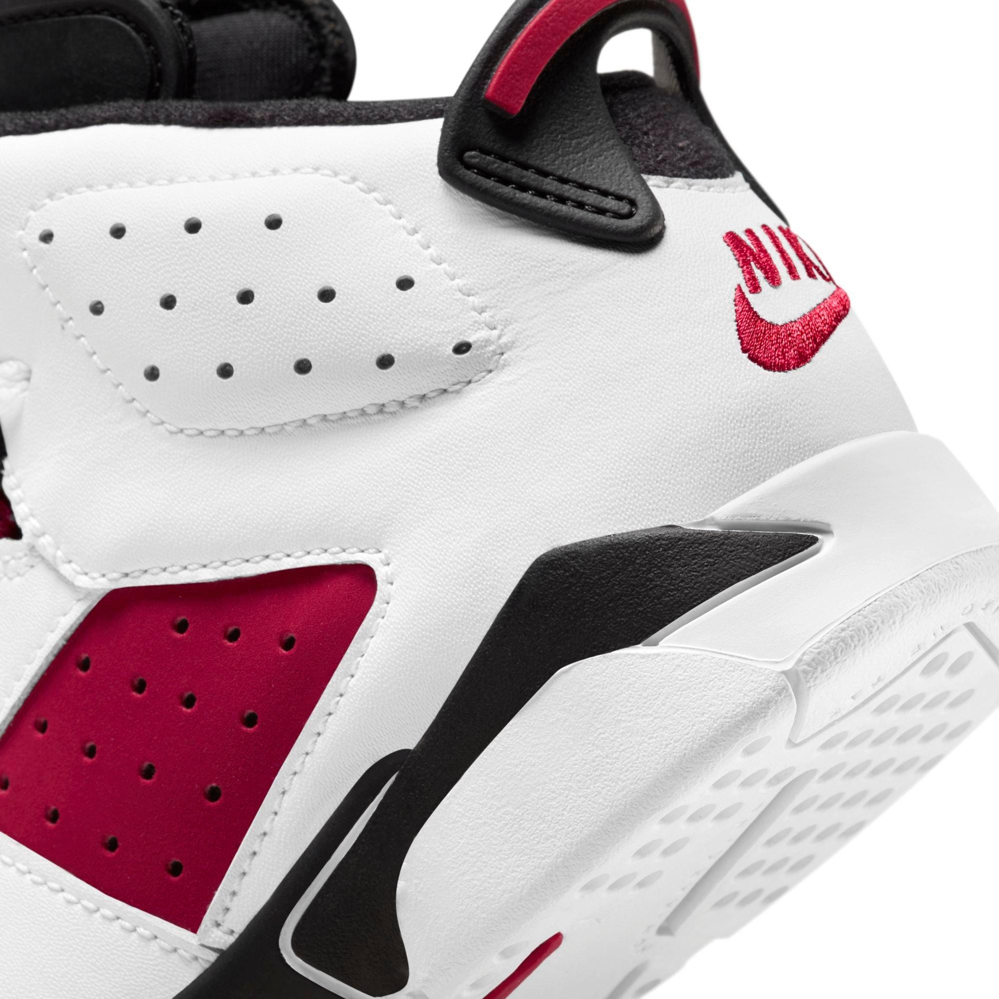 Jordan 6 Retro "Carmine" Preschool Kids' Shoe - WHITE/RED/BLACK Thumbnail View 4
