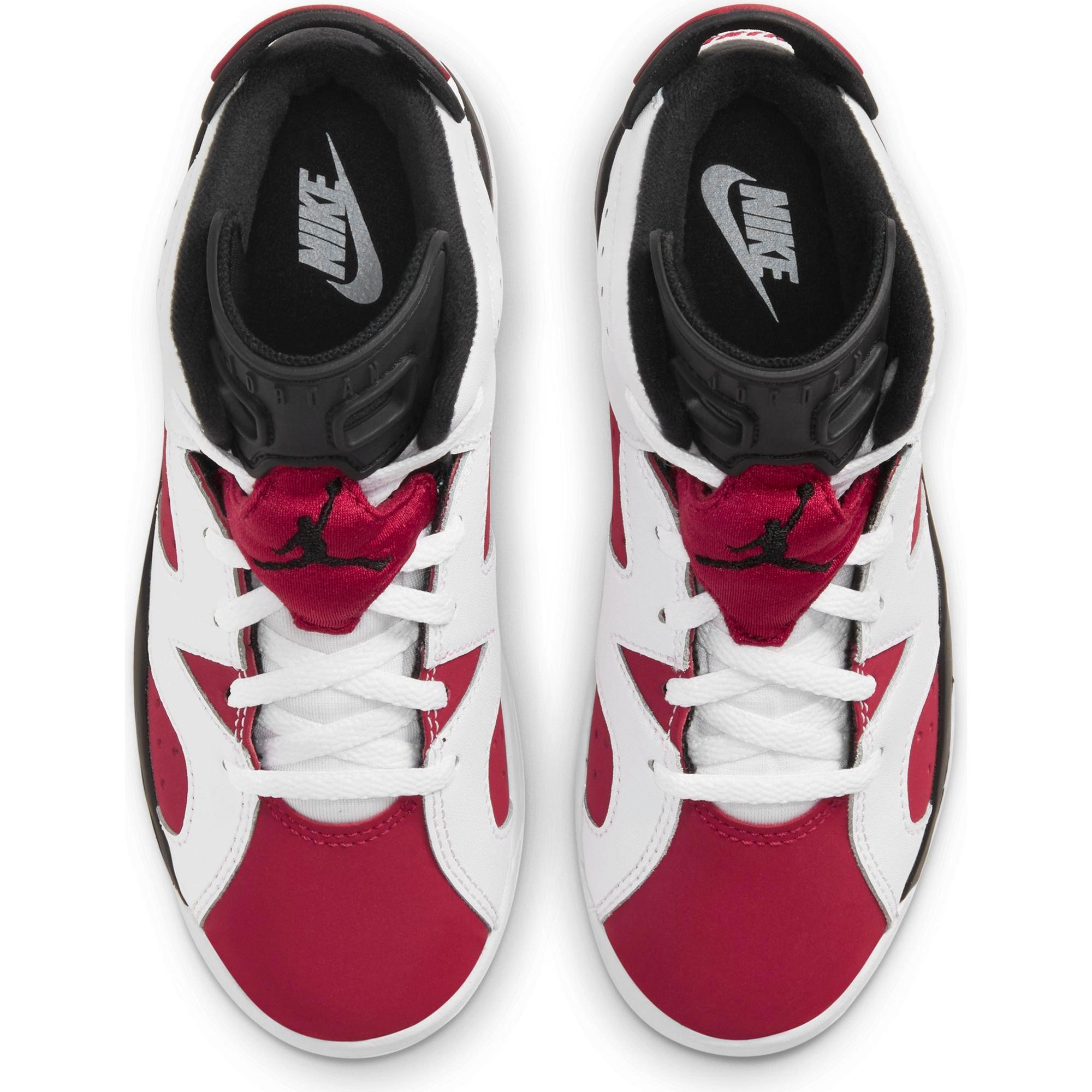Jordan 6 Retro "Carmine" Preschool Kids' Shoe - WHITE/RED/BLACK Thumbnail View 9