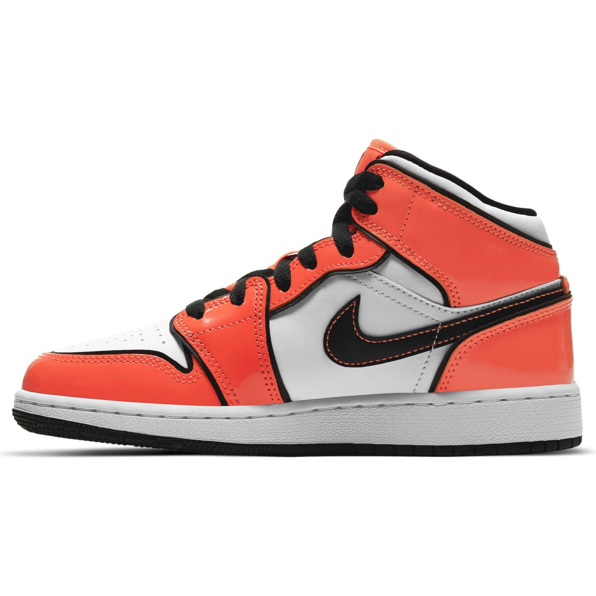 orange black white jordan 1 grade school