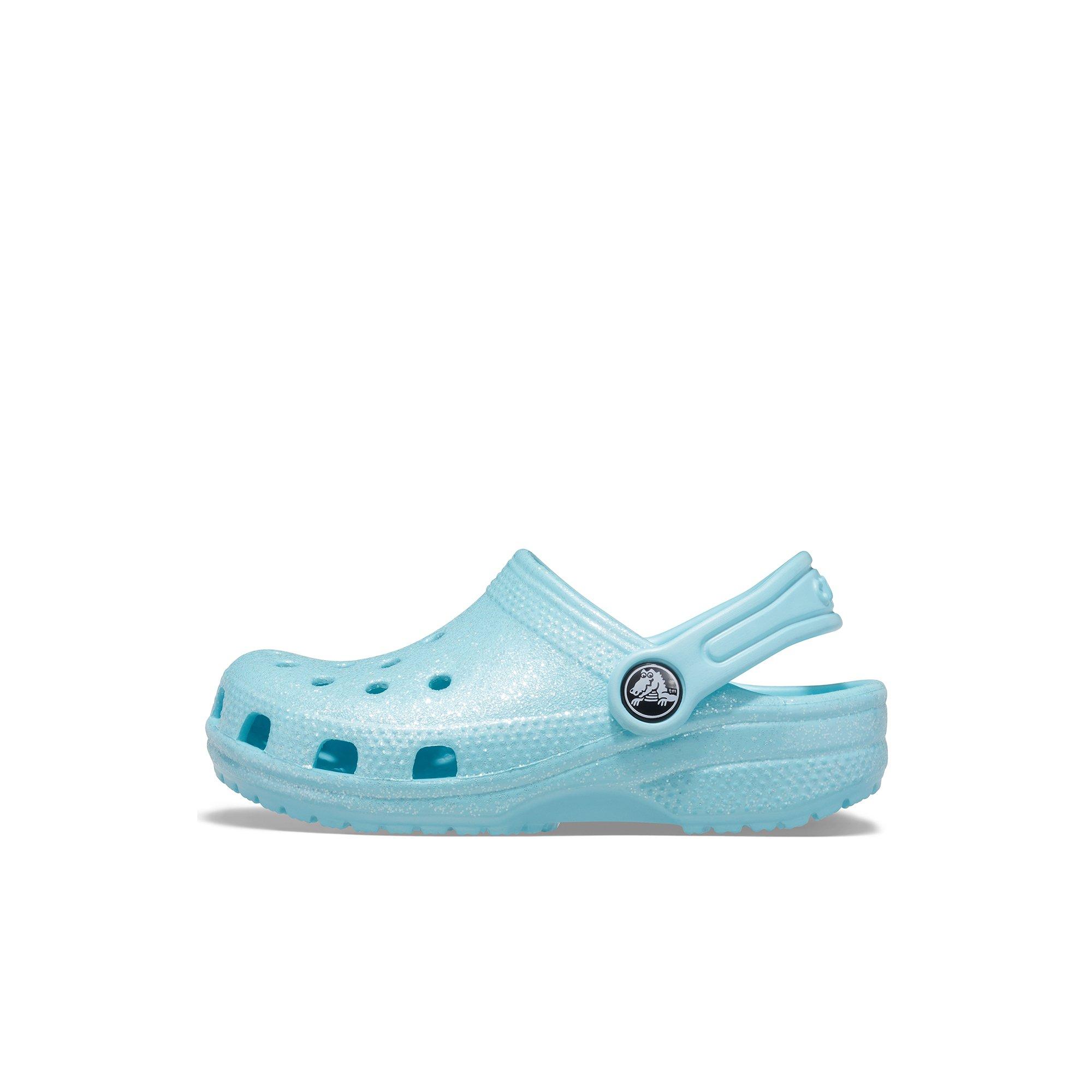 light blue glitter crocs