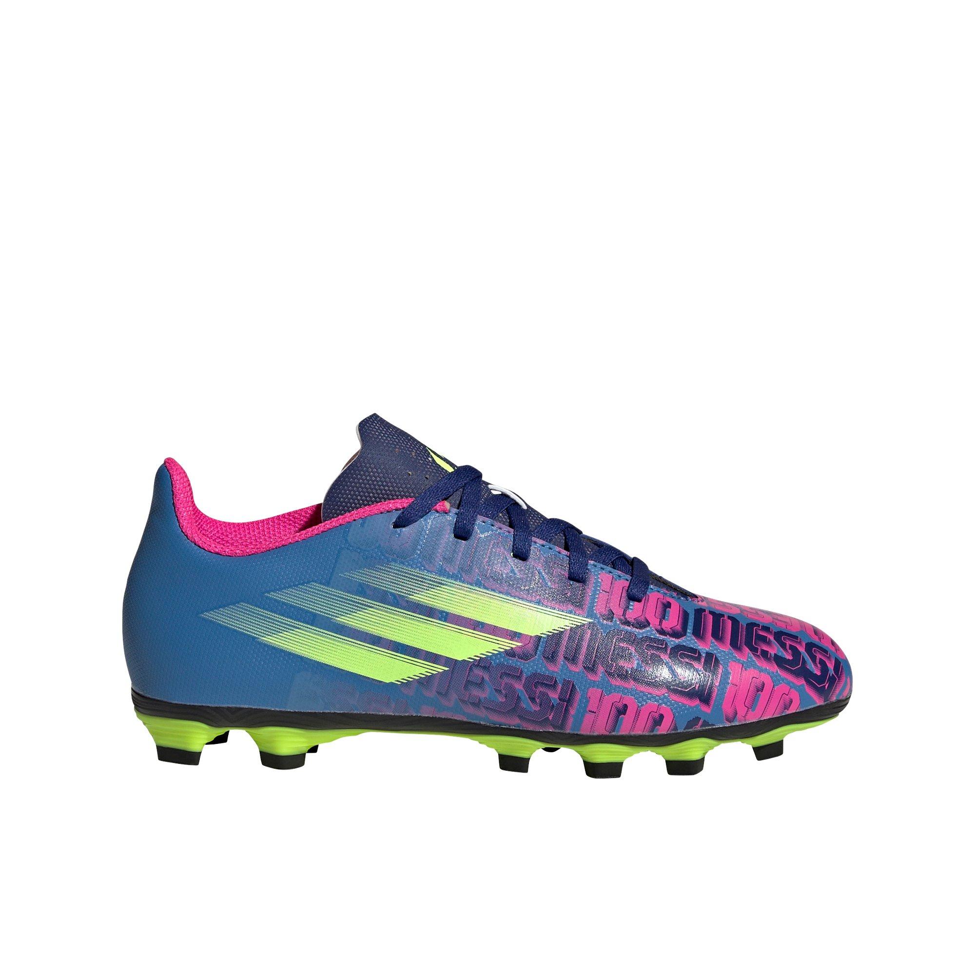Adidas X Speedflow Messi 4 Victory Blue Shock Pink Solar Yellow Grade School Kids Flexible Ground Cleats