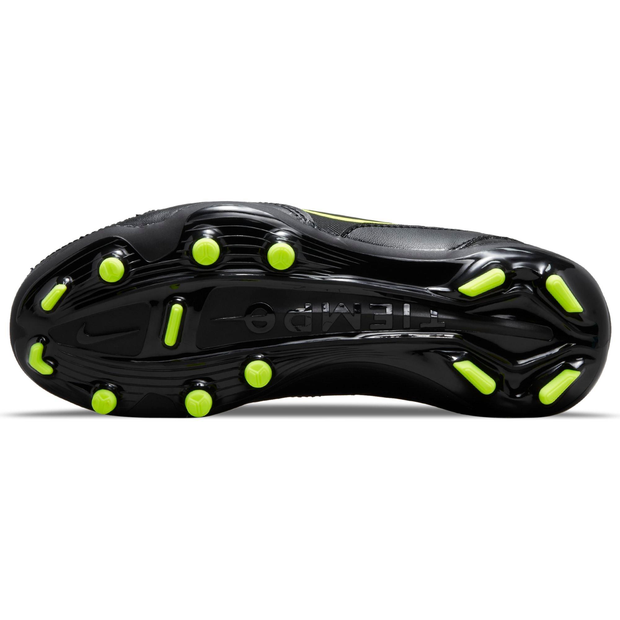 Nike Jr. Tiempo Legend 9 Club FG/MG "Black/Volt" Preschool Kids' Indoor Soccer Cleat - BLACK/VOLT Thumbnail View 11