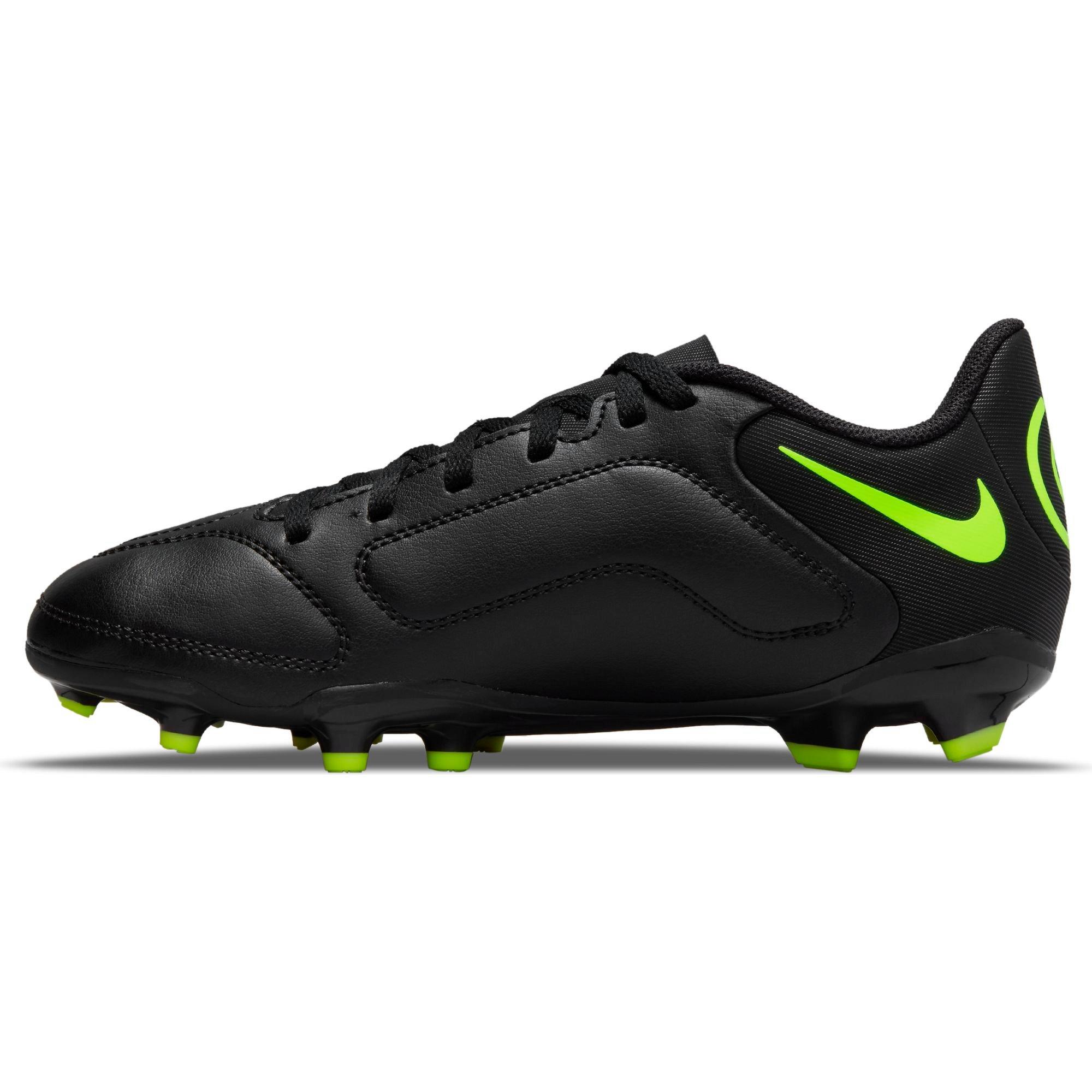 Nike Jr. Tiempo Legend 9 Club FG/MG "Black/Volt" Preschool Kids' Indoor Soccer Cleat - BLACK/VOLT Thumbnail View 8