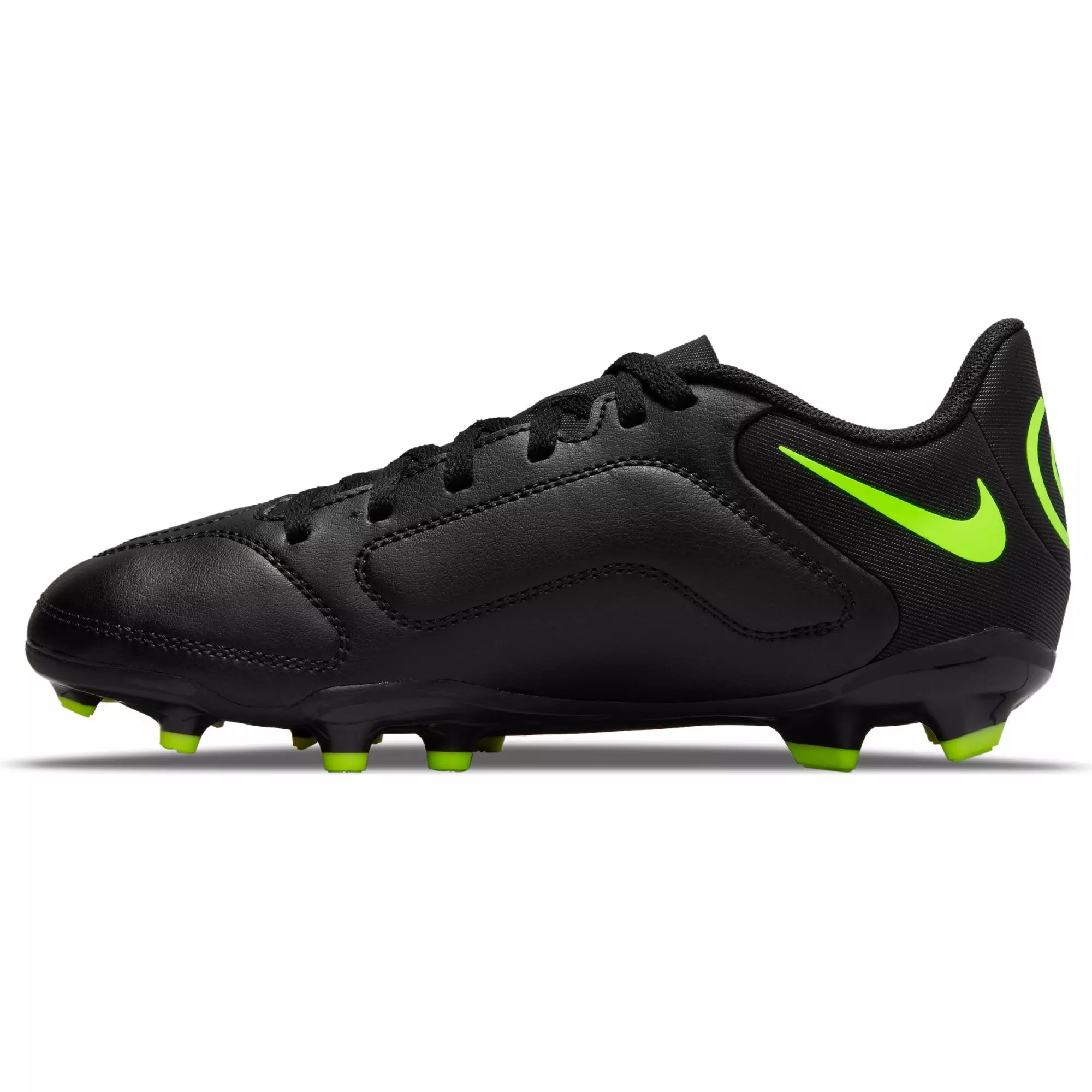 Nike Jr. Tiempo Legend 9 Club FG/MG "Black/Volt" Preschool Kids' Indoor Soccer Cleat - BLACK/VOLT
