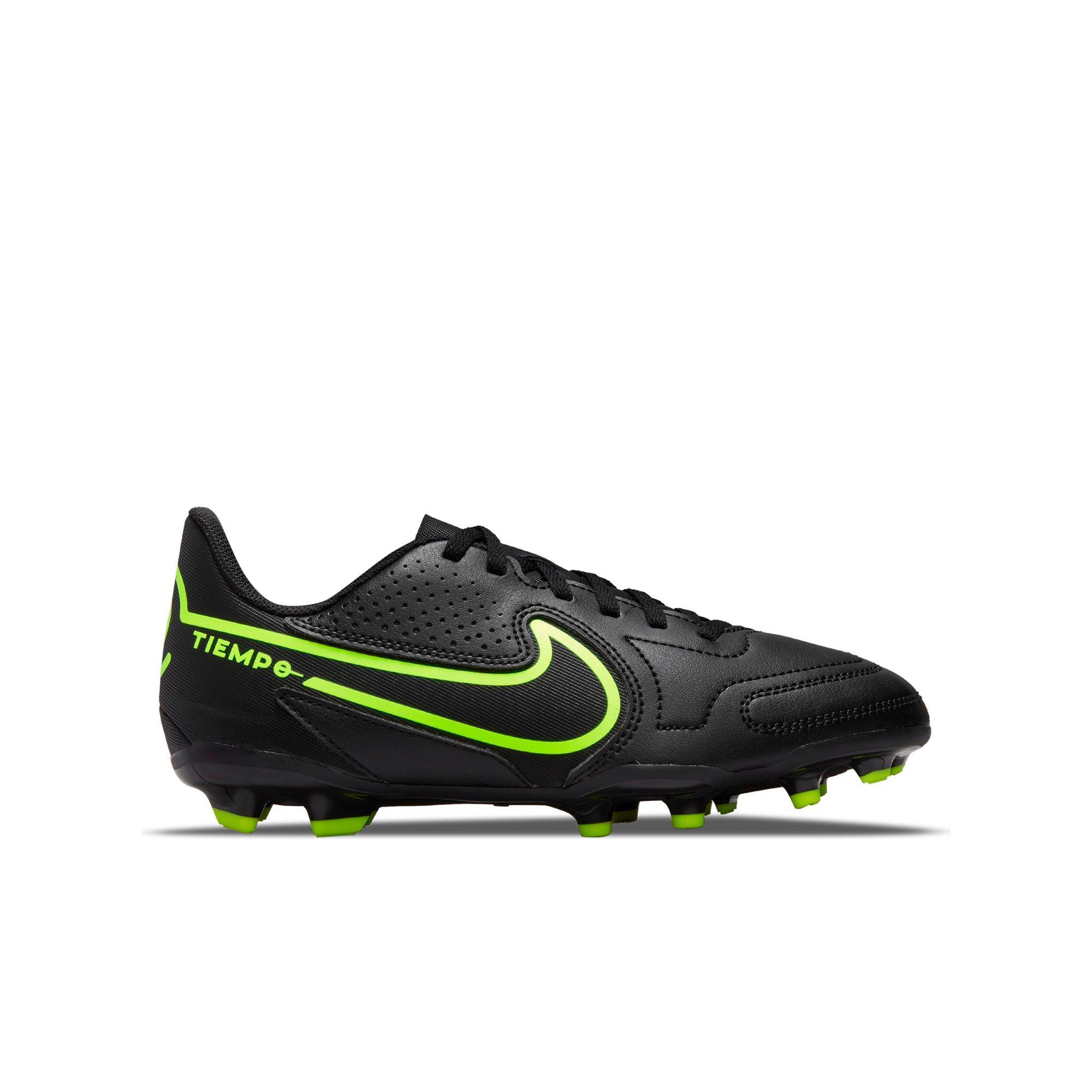 Nike Jr. Tiempo Legend 9 Club FG/MG "Black/Volt" Preschool Kids' Indoor Soccer Cleat - BLACK/VOLT Thumbnail View 1