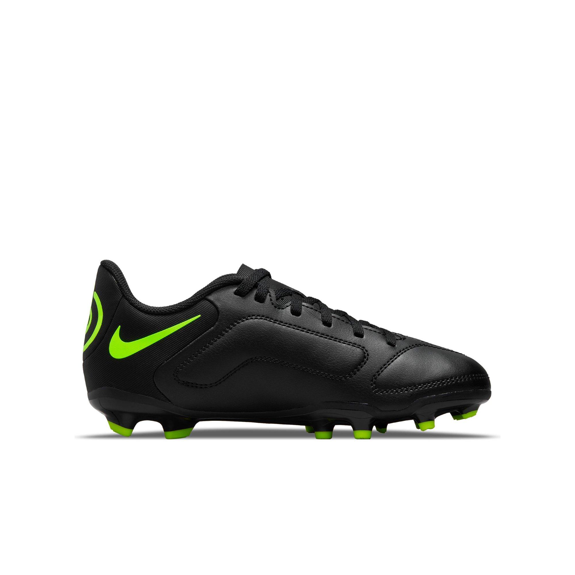 Nike Jr. Tiempo Legend 9 Club FG/MG "Black/Volt" Preschool Kids' Indoor Soccer Cleat - BLACK/VOLT Thumbnail View 2