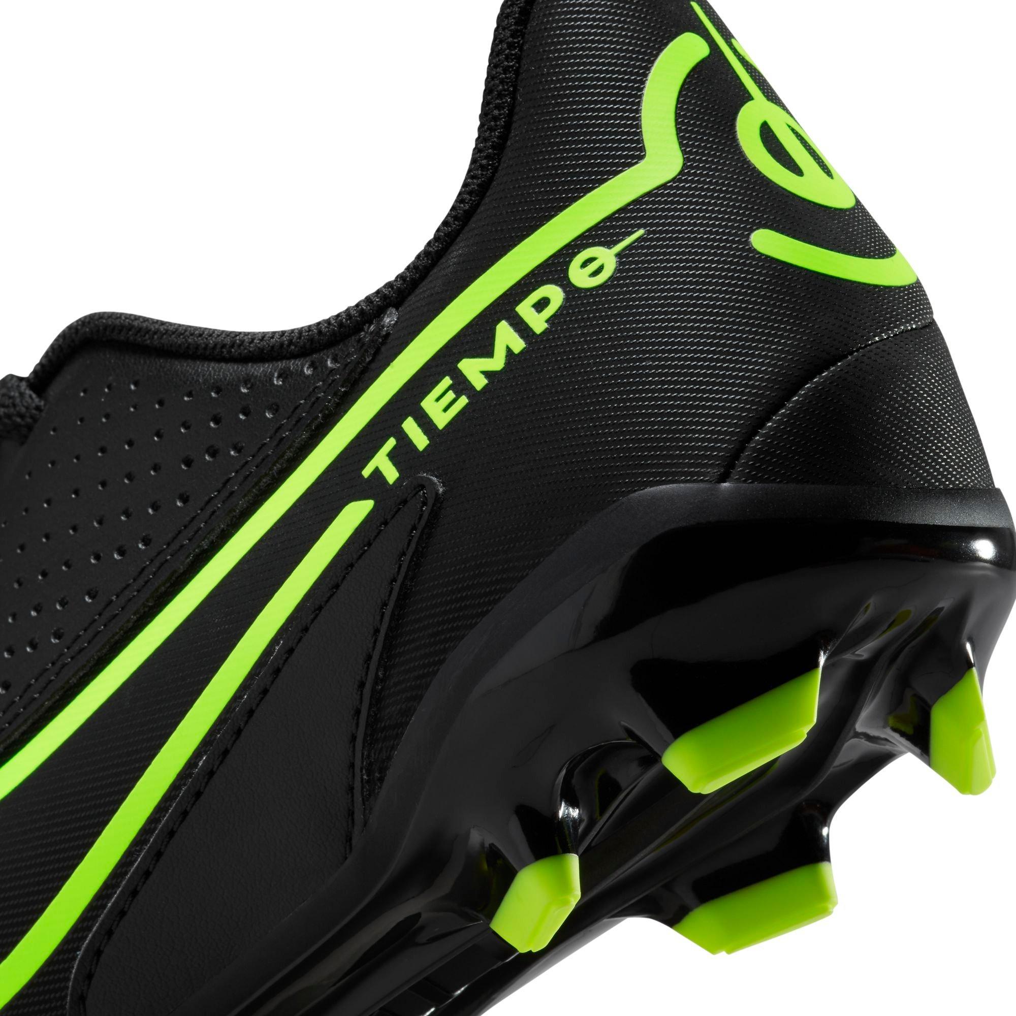 Nike Jr. Tiempo Legend 9 Club FG/MG "Black/Volt" Preschool Kids' Indoor Soccer Cleat - BLACK/VOLT Thumbnail View 3