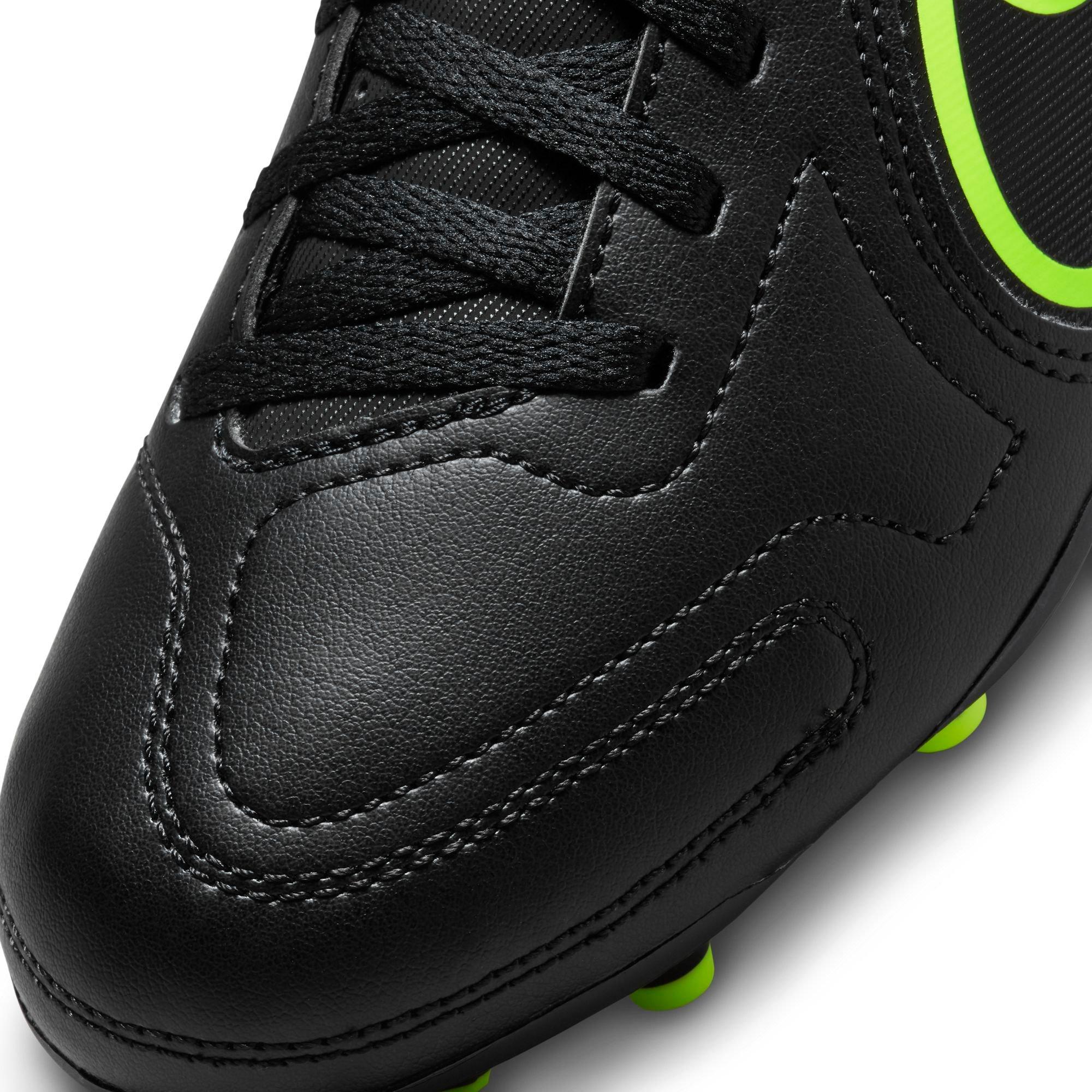 Nike Jr. Tiempo Legend 9 Club FG/MG "Black/Volt" Preschool Kids' Indoor Soccer Cleat - BLACK/VOLT Thumbnail View 4