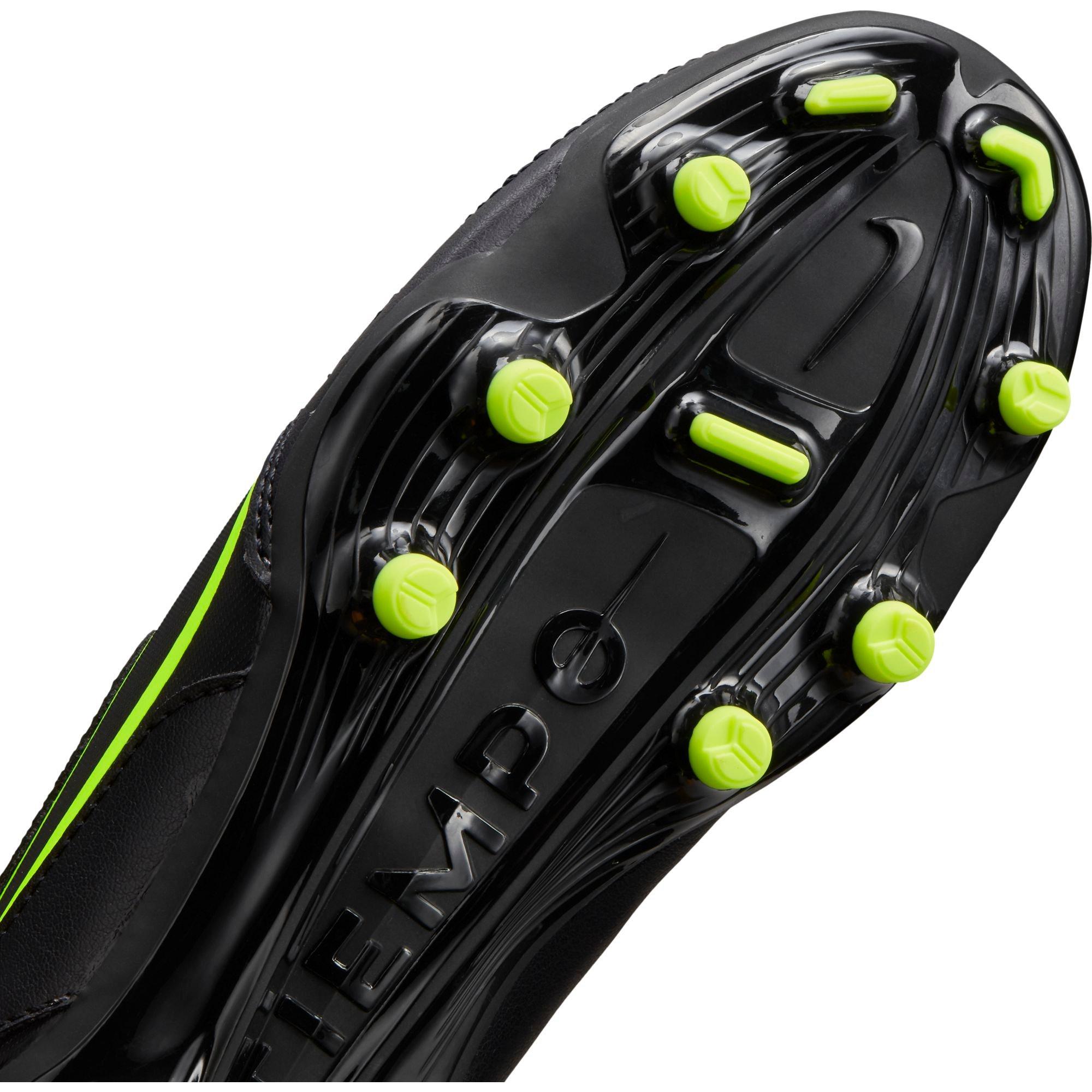 Nike Jr. Tiempo Legend 9 Club FG/MG "Black/Volt" Preschool Kids' Indoor Soccer Cleat - BLACK/VOLT Thumbnail View 5