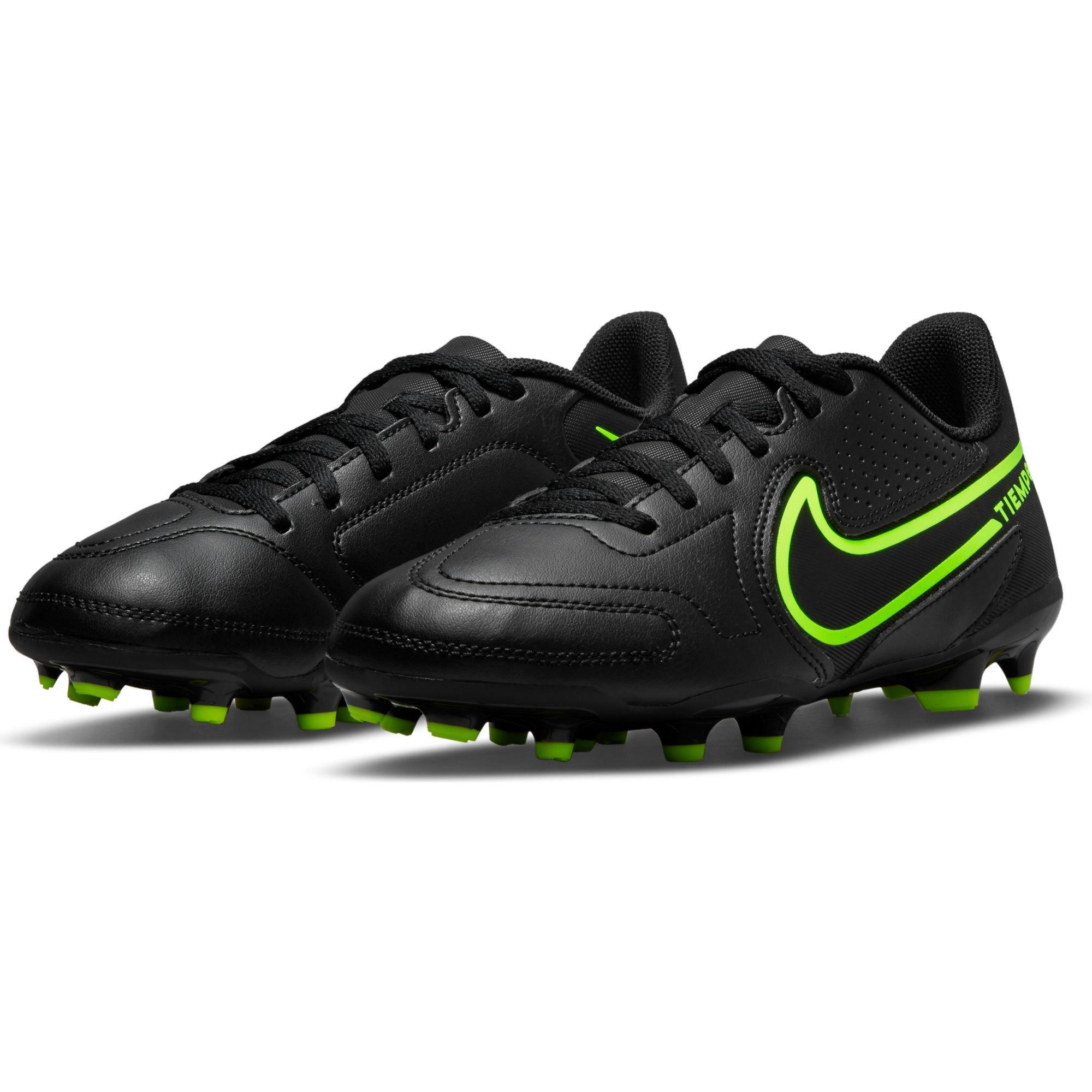 Nike Jr. Tiempo Legend 9 Club FG/MG "Black/Volt" Preschool Kids' Indoor Soccer Cleat - BLACK/VOLT Thumbnail View 6