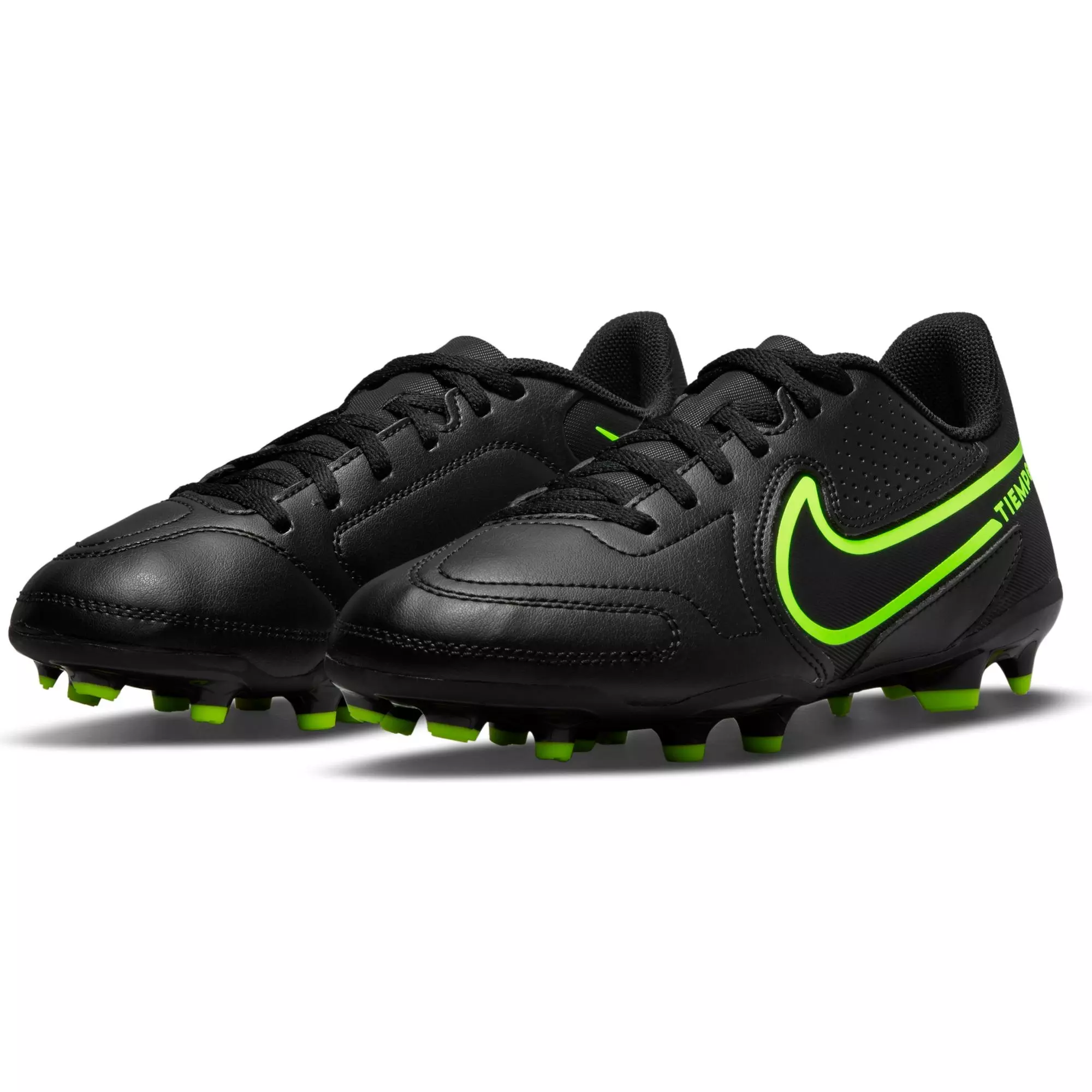 Nike Jr. Tiempo Legend 9 Club FG/MG "Black/Volt" Preschool Kids' Indoor Soccer Cleat - BLACK/VOLT