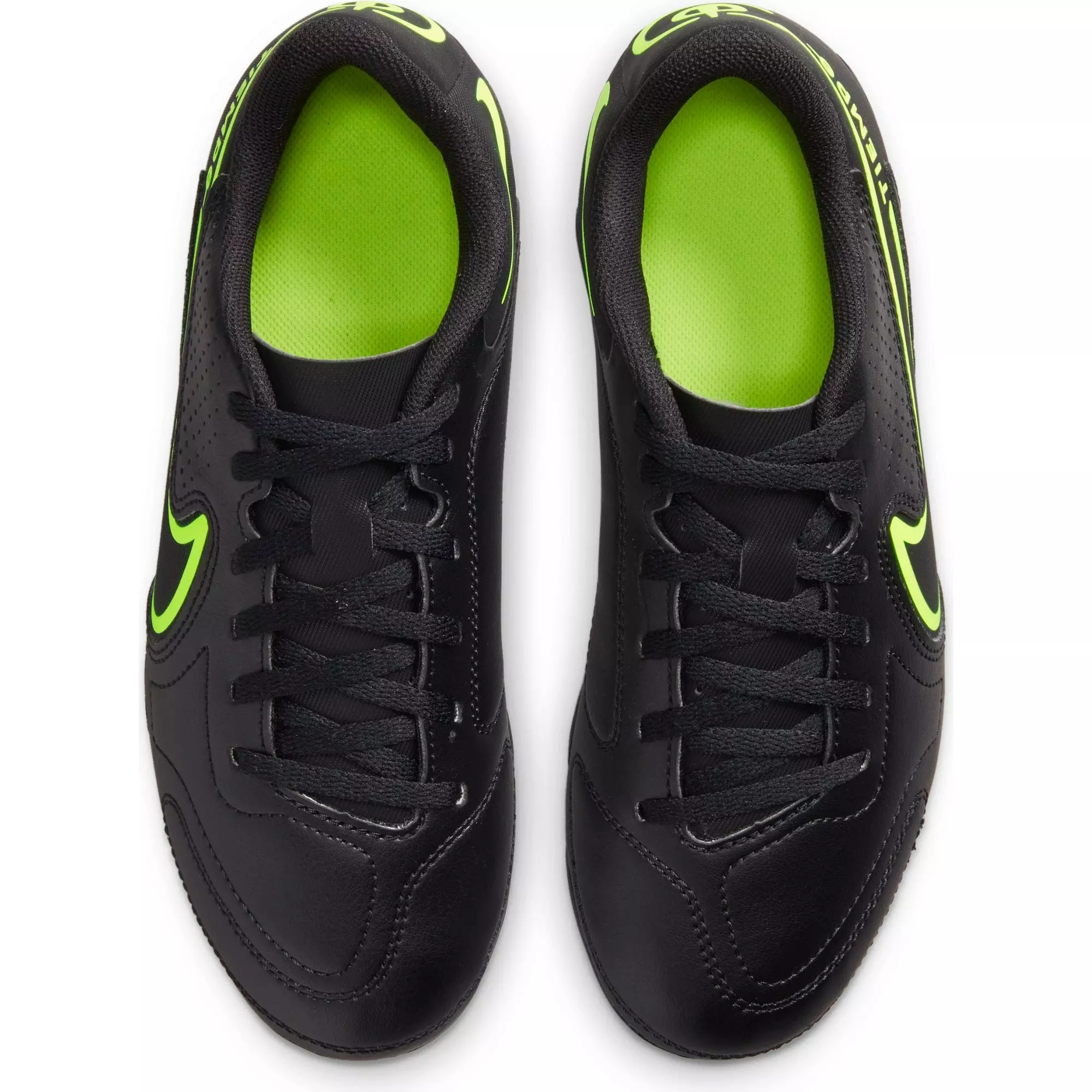 Nike Jr. Tiempo Legend 9 Club FG/MG "Black/Volt" Preschool Kids' Indoor Soccer Cleat - BLACK/VOLT