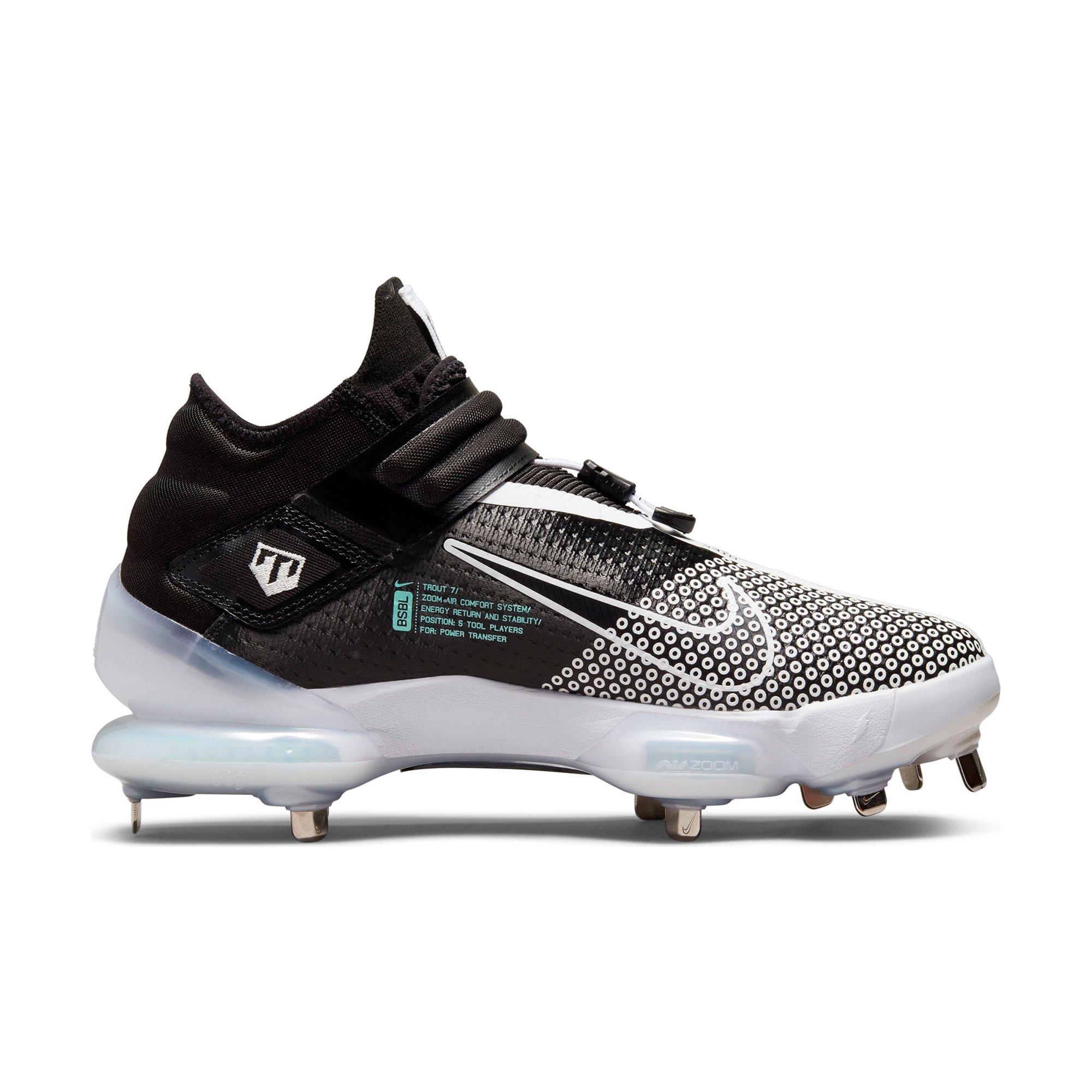 Nike Men's Force Zoom Trout 7 Pro Metal Baseball Cleats, Size 10.5, Black/White/Dynamic Turquoise