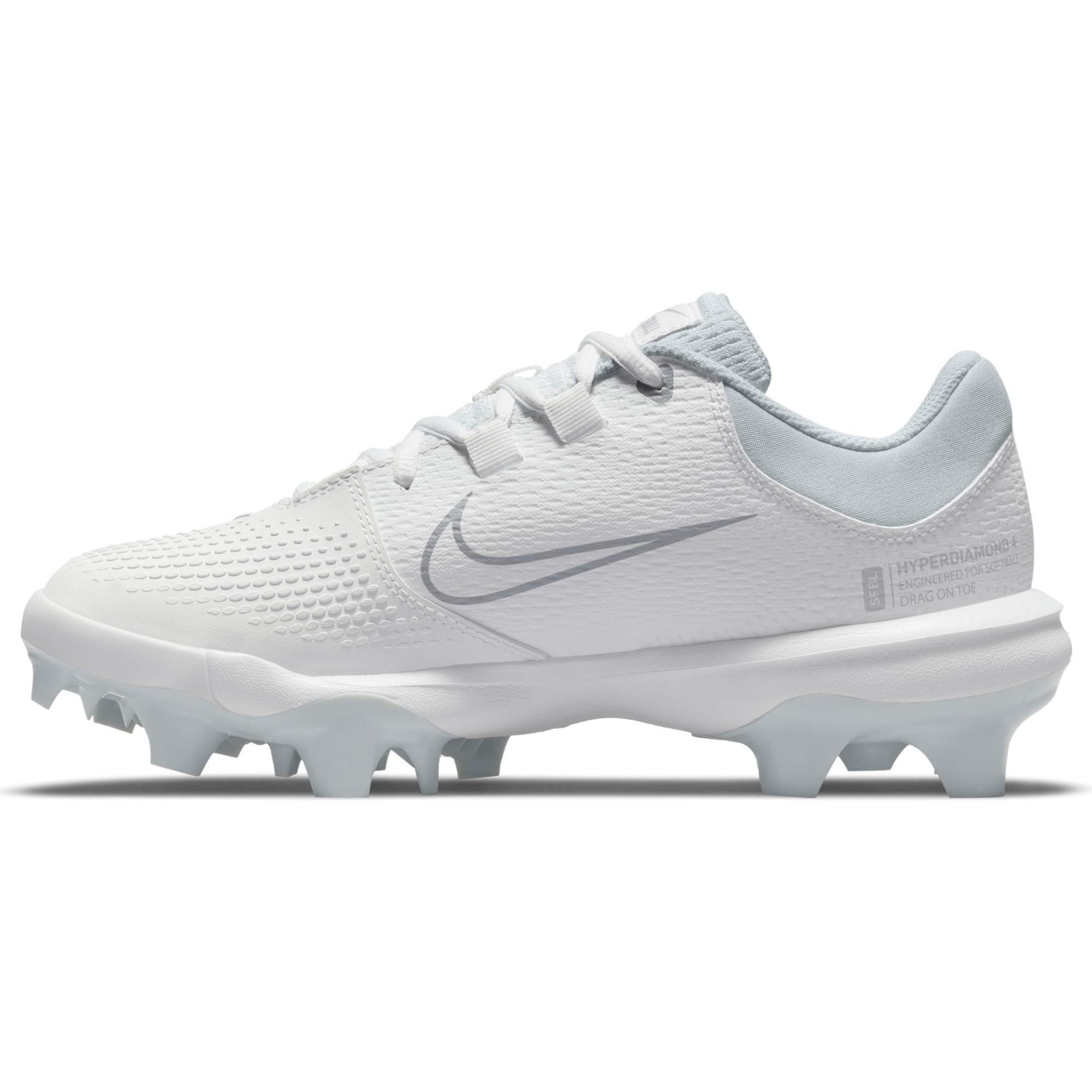 Nike Hyperdiamond 4 Pro MCS "White/Wolf Grey" Women's Softball Cleat - WHITE/GREY Thumbnail View 3