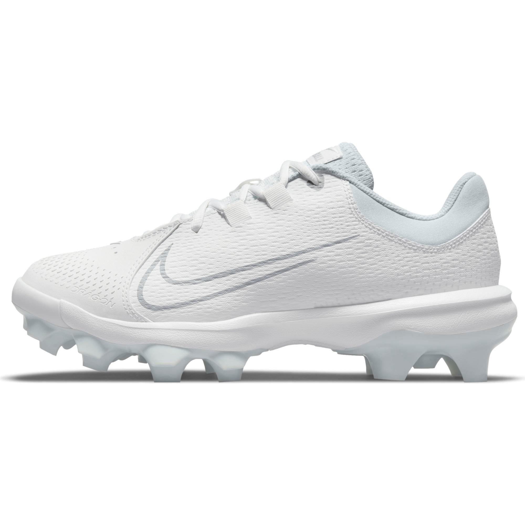 Nike Hyperdiamond 4 Pro MCS "White/Wolf Grey" Women's Softball Cleat - WHITE/GREY Thumbnail View 4