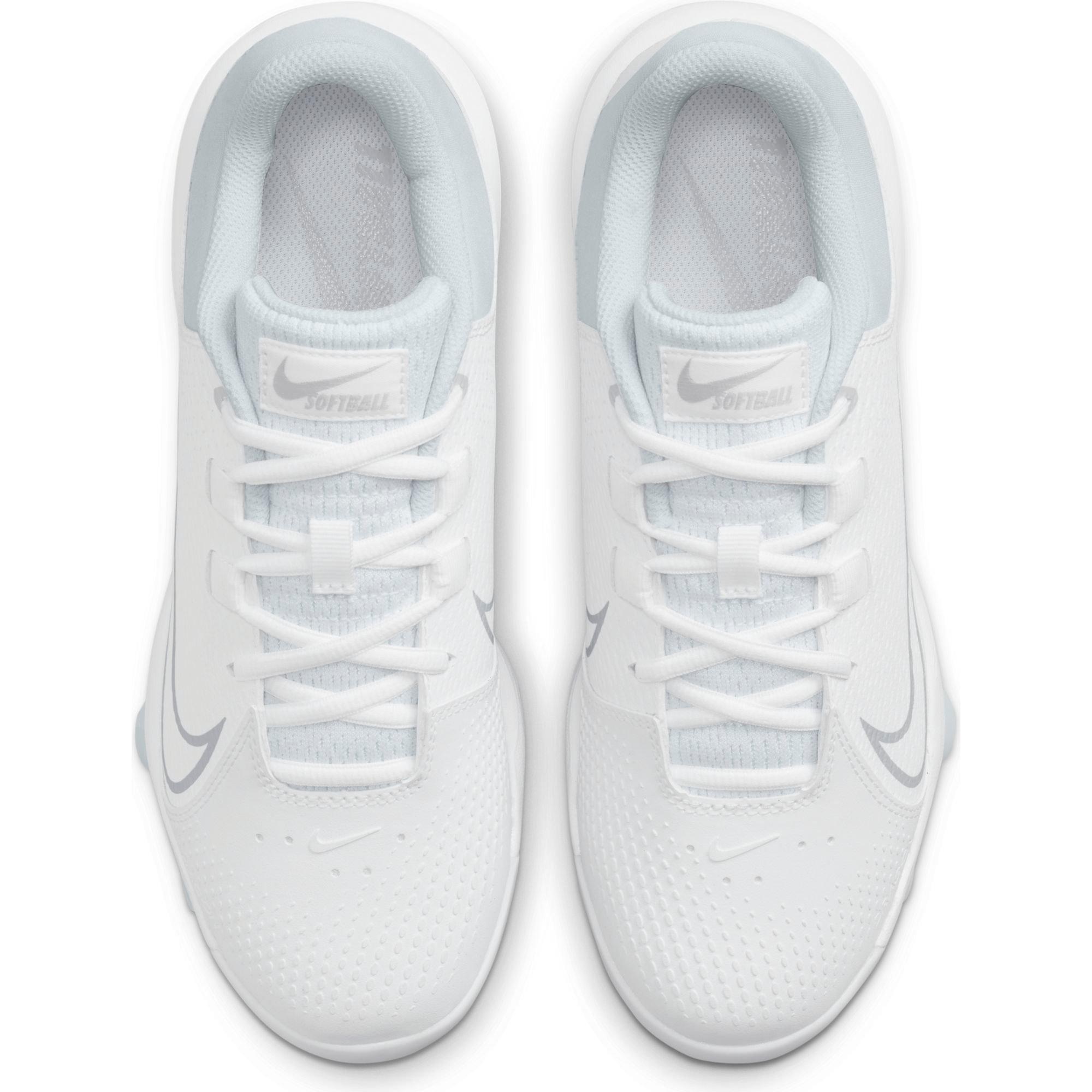 Nike Hyperdiamond 4 Pro MCS "White/Wolf Grey" Women's Softball Cleat - WHITE/GREY Thumbnail View 7