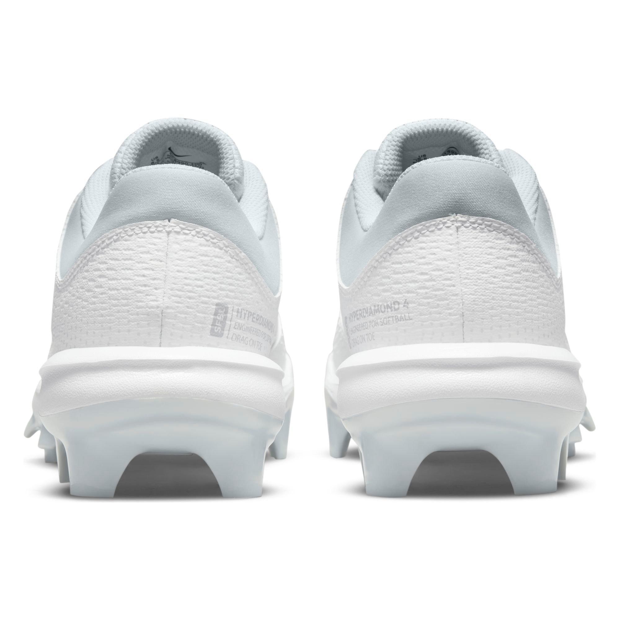 Nike Hyperdiamond 4 Pro MCS "White/Wolf Grey" Women's Softball Cleat - WHITE/GREY Thumbnail View 8