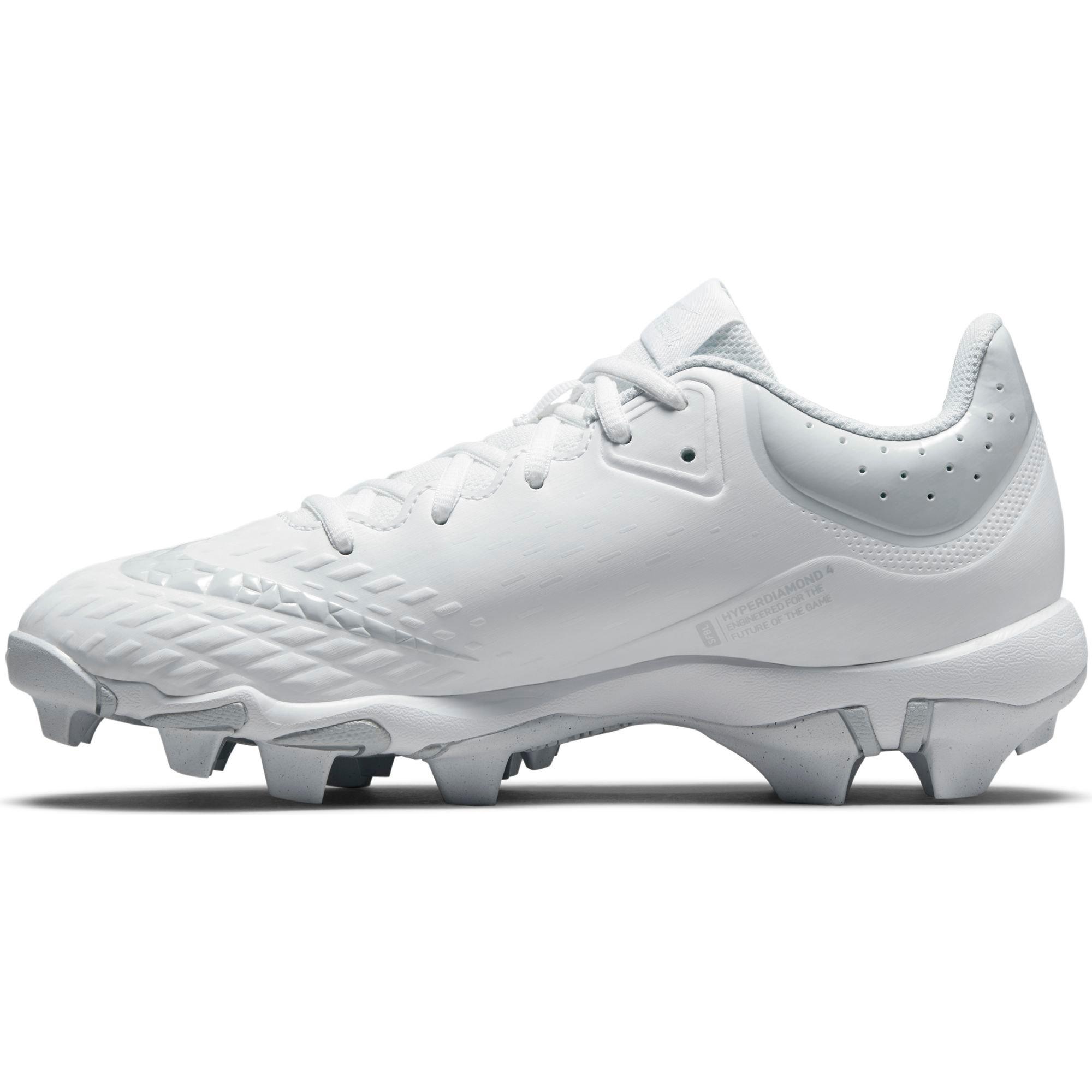 Nike Hyperdiamond Keystone 4 "White/Wolf Grey" Women's Softball Cleat - WHITE/GREY Thumbnail View 3