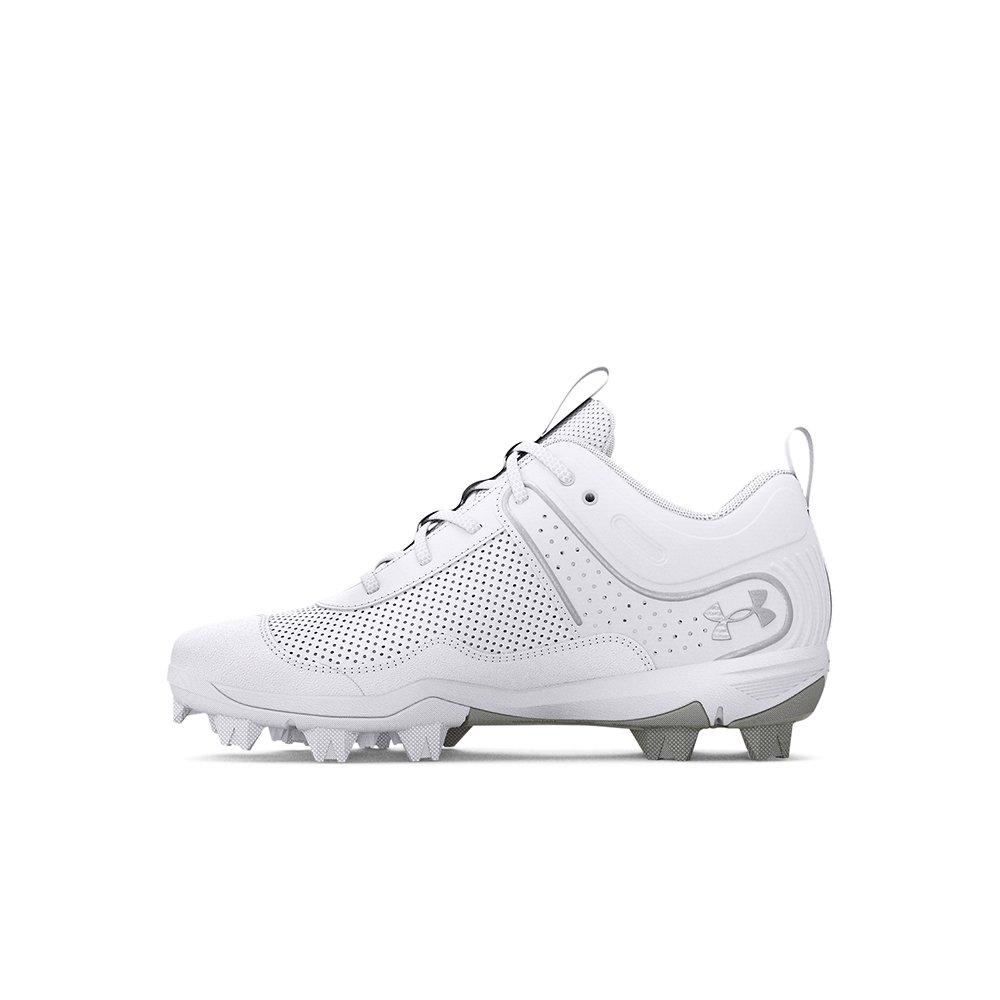Under Armour Glyde JR "White/Silver" Preschool Girls' Softball Cleat - WHITE/SILVER Thumbnail View 2