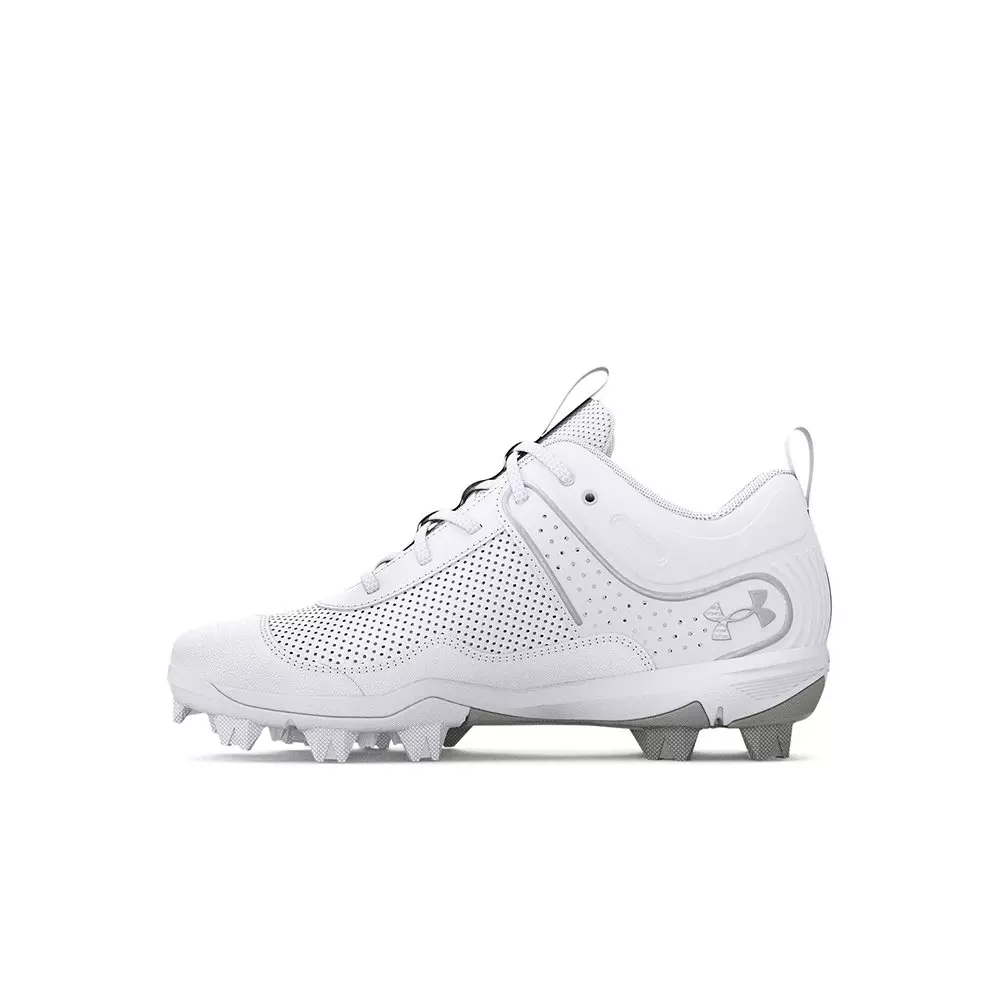 Under Armour Glyde JR "White/Silver" Preschool Girls' Softball Cleat - WHITE/SILVER